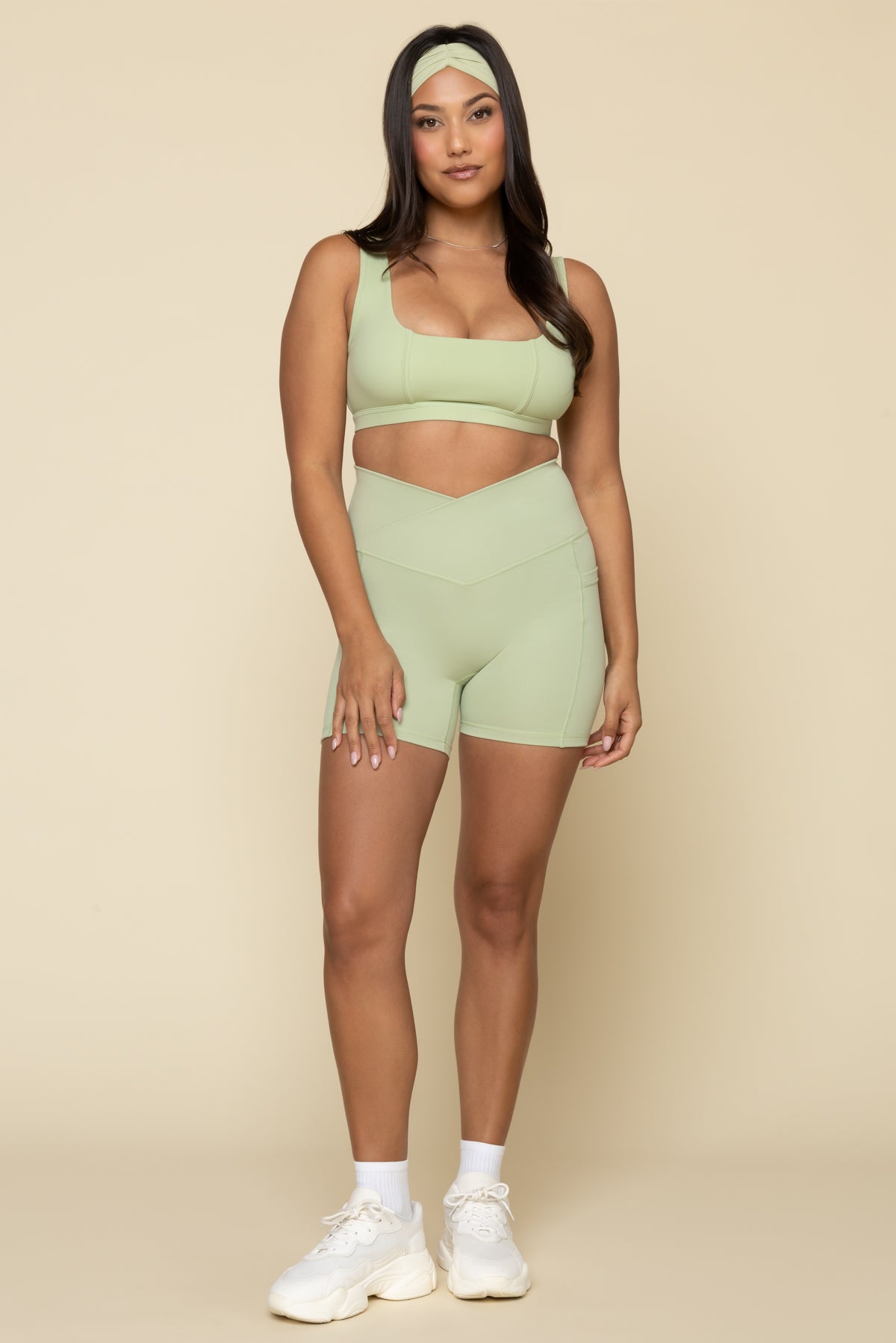 Crisscross Hourglass Midi Short with Pockets - Pistachio Buy Cheap Best