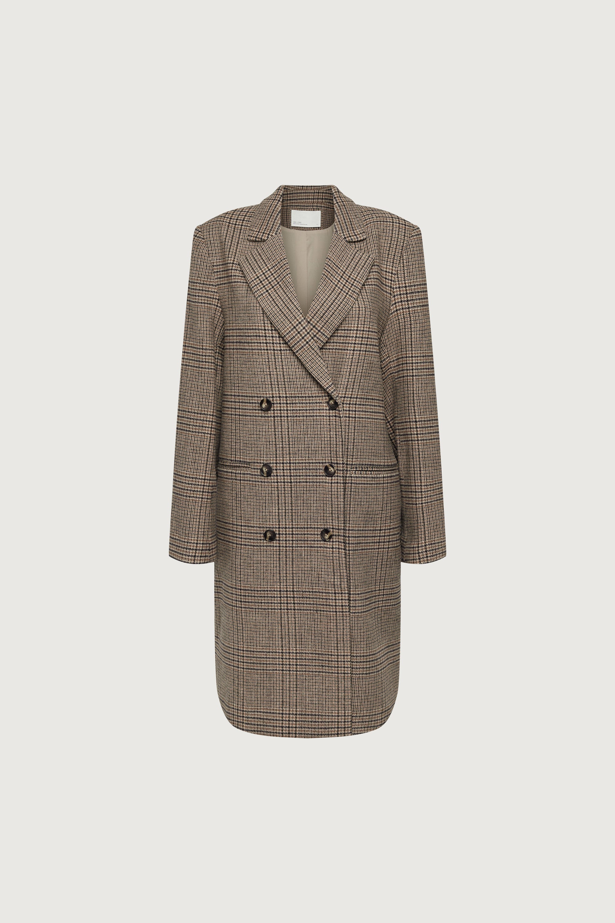 PLAID WOOL BLEND DOUBLE-BREASTED COAT Outlet Good Selling