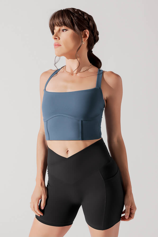 Daphne Corset Crop Top - Indigo Teal Outlet Cheap Pices