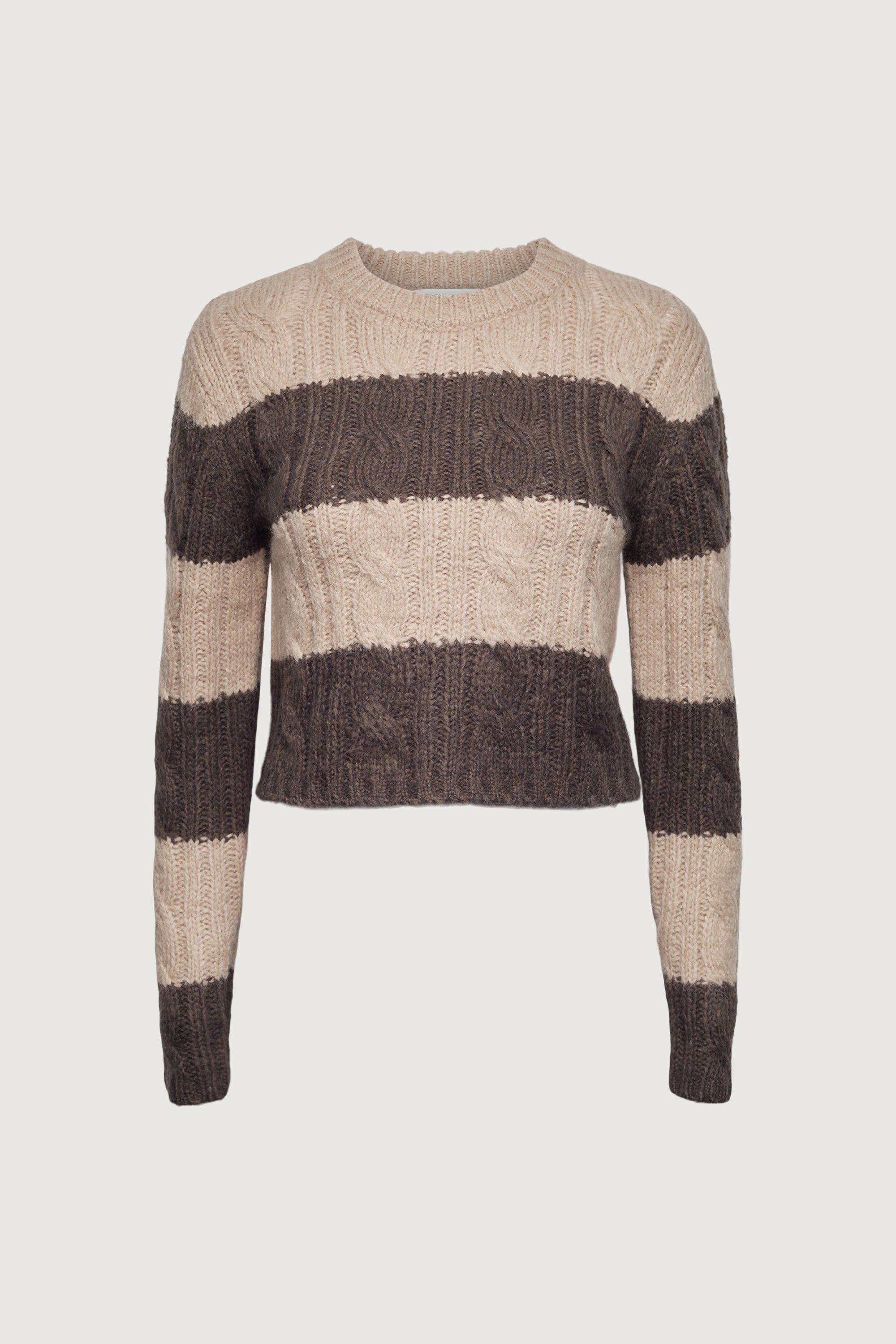 STRIPED CABLE KNIT CROPPED SWEATER Free Shipping Reliable