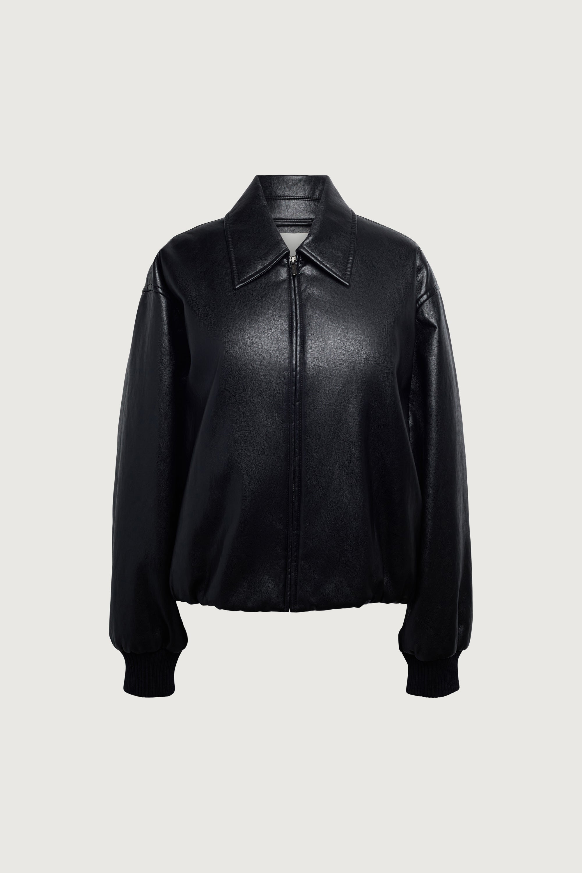 VEGAN LEATHER BUBBLE HEM BOMBER JACKET Tumblr