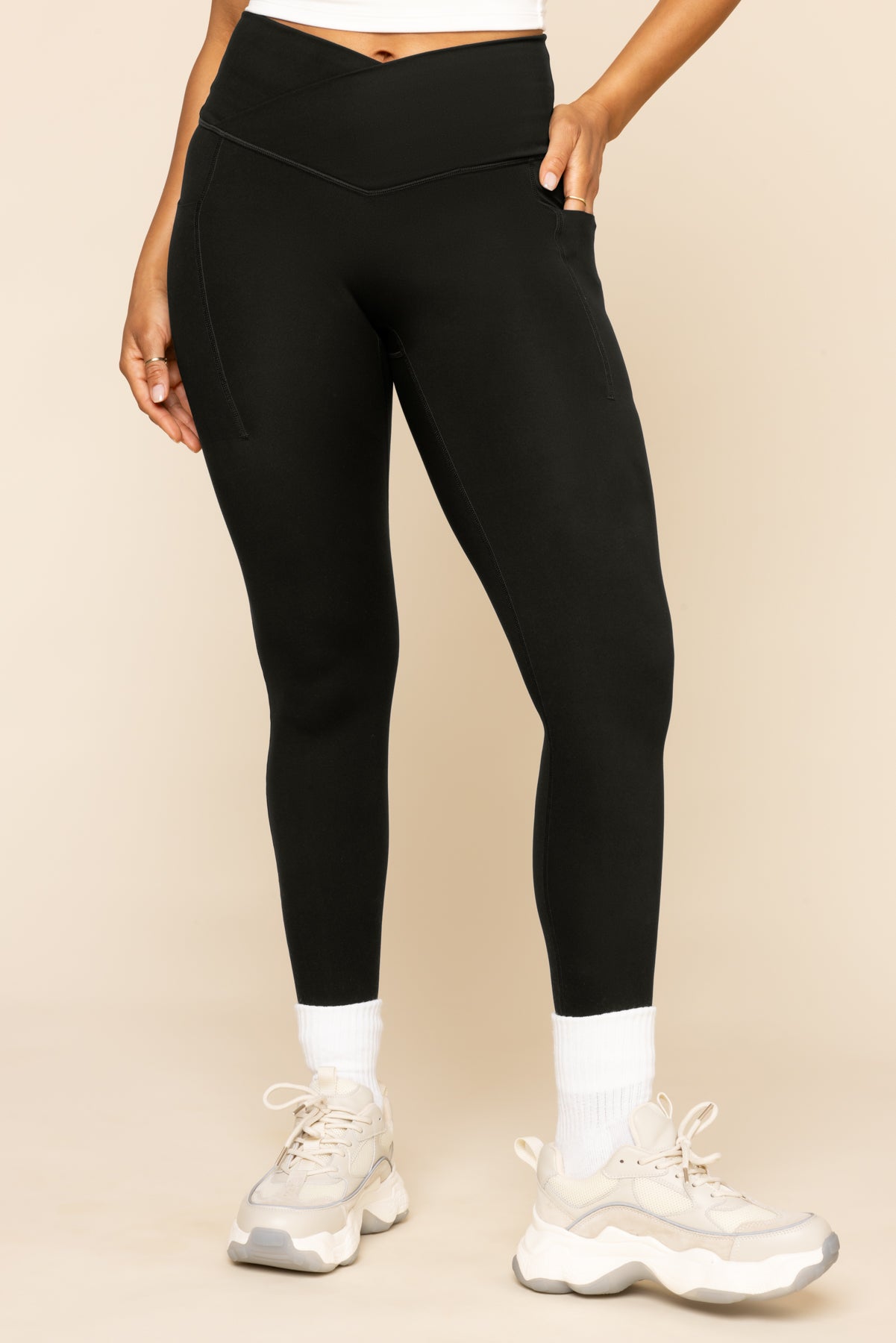 Crisscross Hourglass Leggings with Pockets - Black Discount Ebay