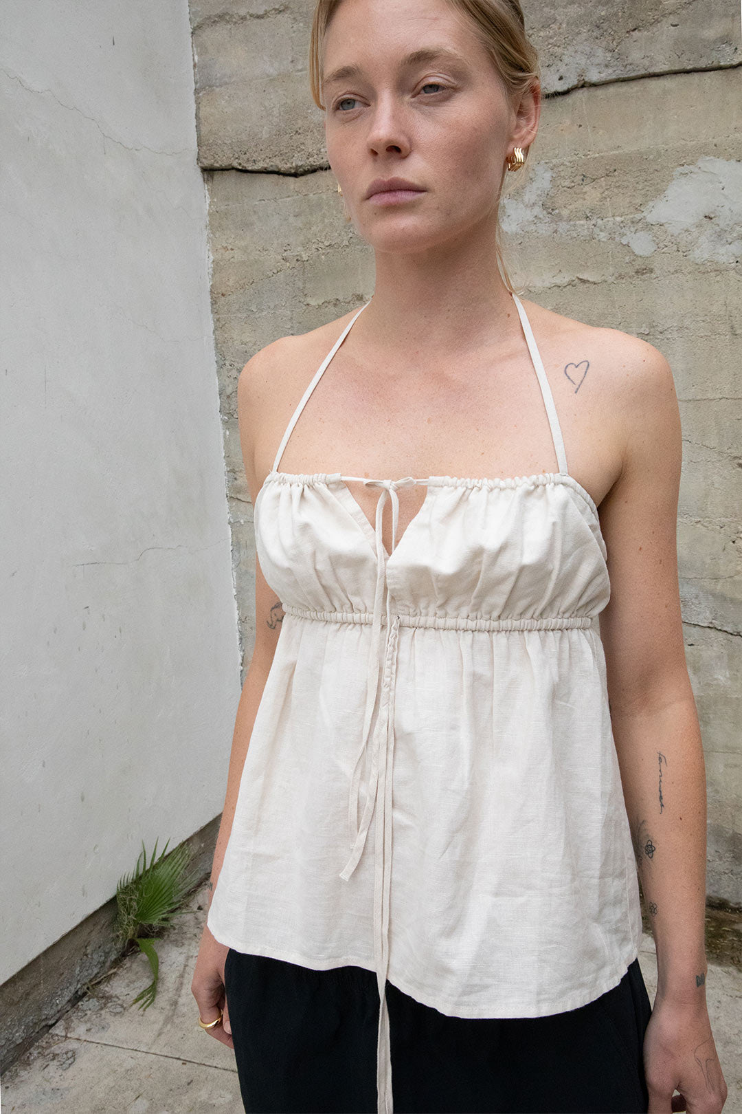 LINEN BLEND TIE FRONT TANK Cheap Sale 100% Guaranteed