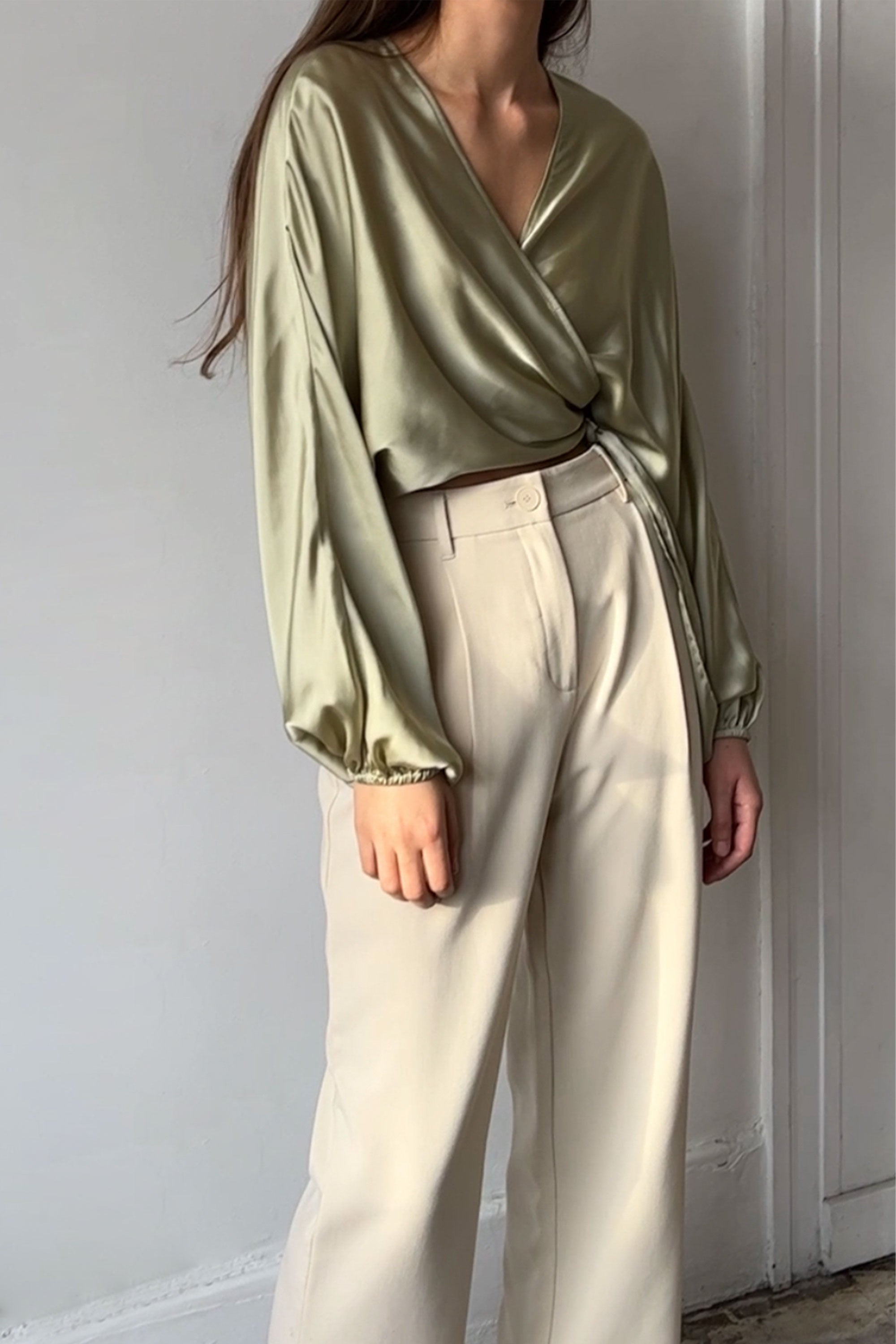 SATIN WRAP BLOUSE Cheap Visa Payment