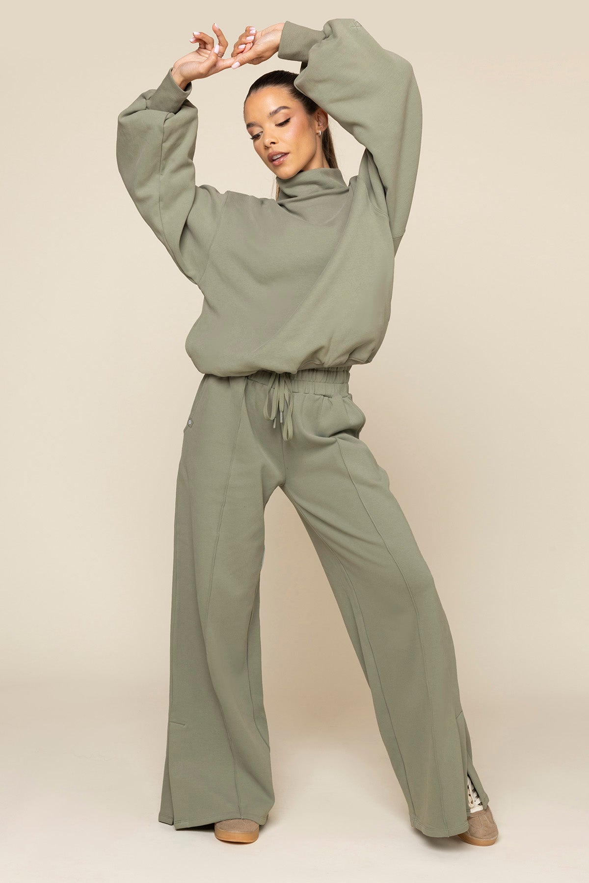 Ooey Gooey Mockneck Sweatshirt with Pockets - Light Sage Buy Cheap Many Kinds Of