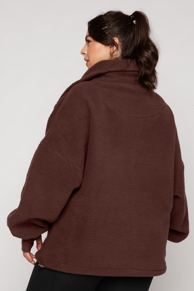 Big Hug Fleece Half Zip Sweater - Chocolate Clearance Buy