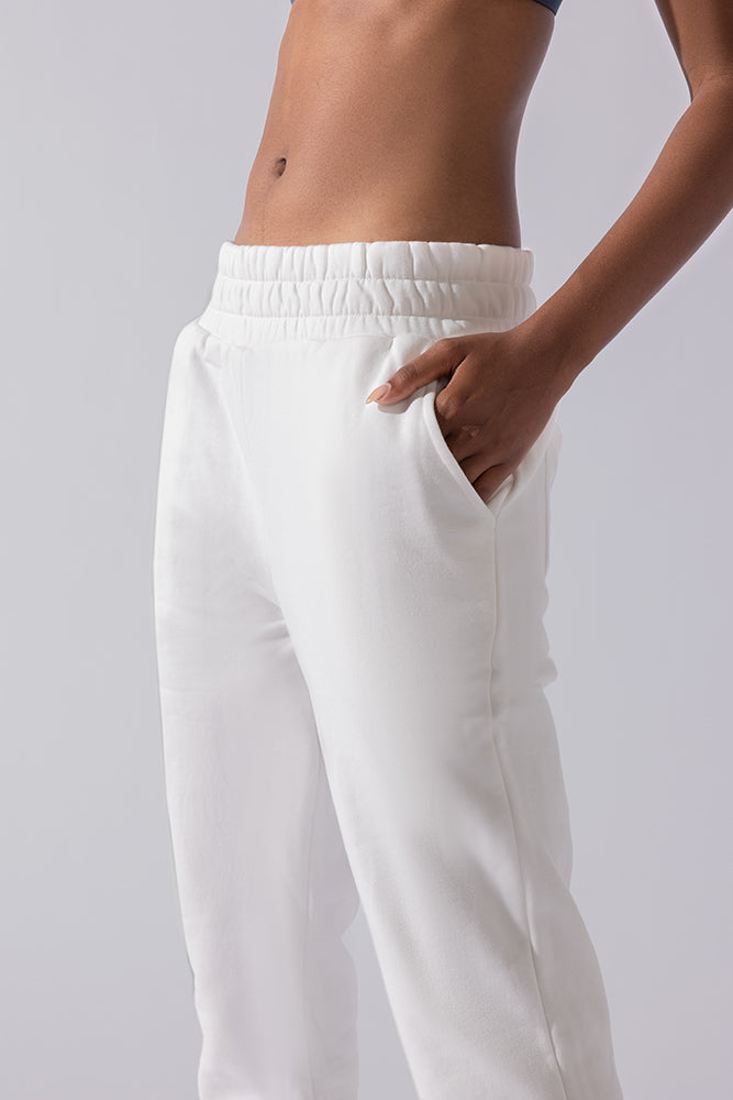 Cloud Rollover Sweatpant - White Low Pice Sale Online