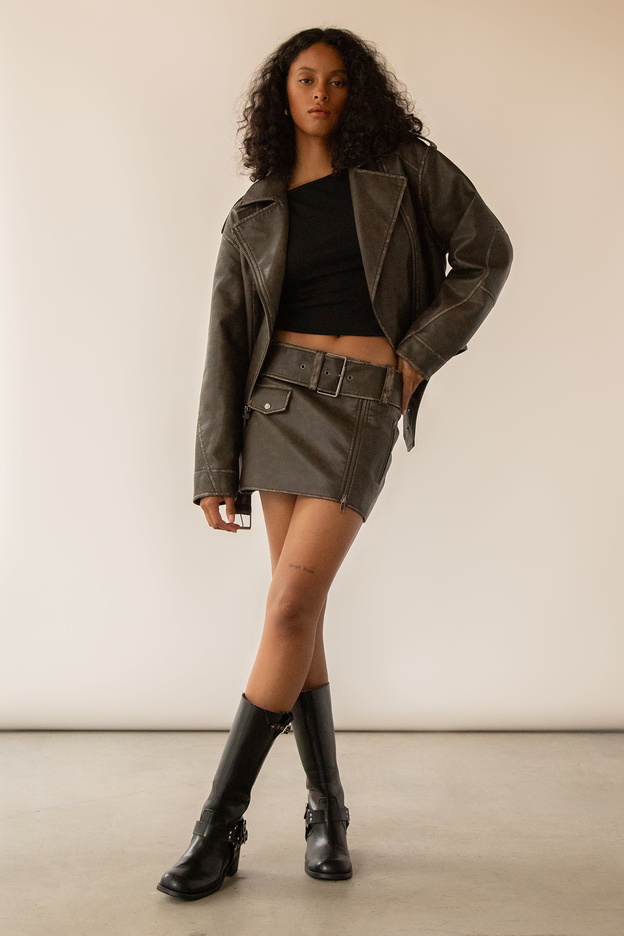 VEGAN LEATHER MOTO MINI SKIRT Online Cheap Pice