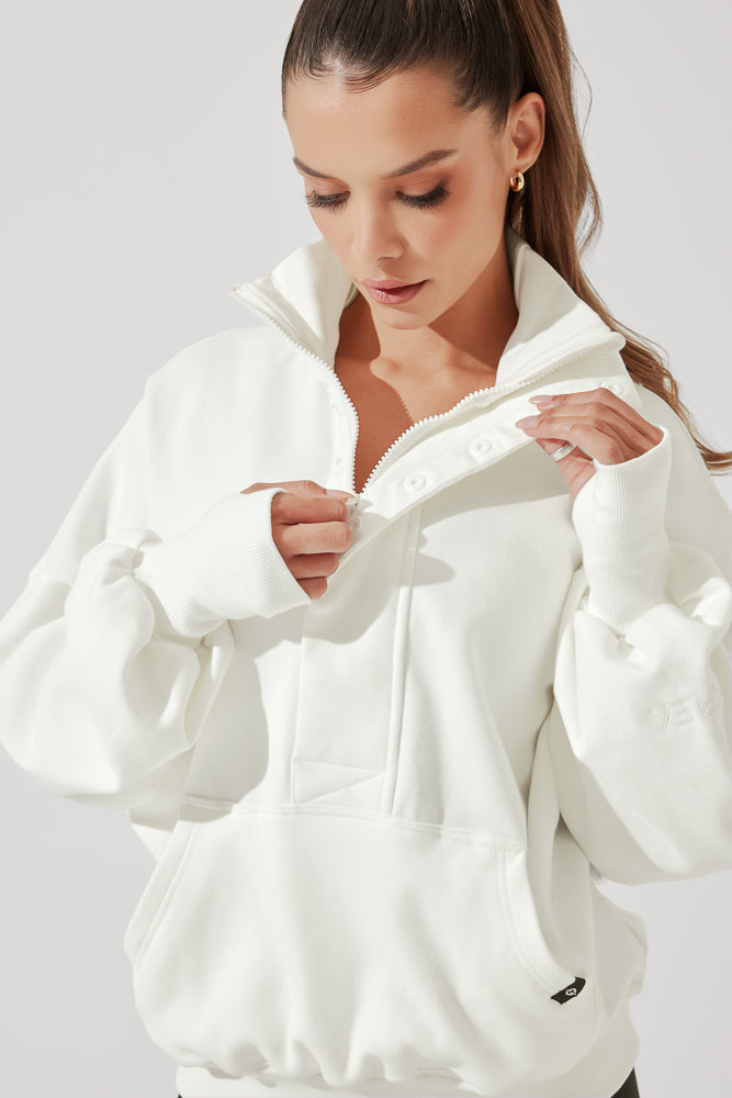 Ooey Gooey Half Zip Sweater - Almond Milk Outlet Newest