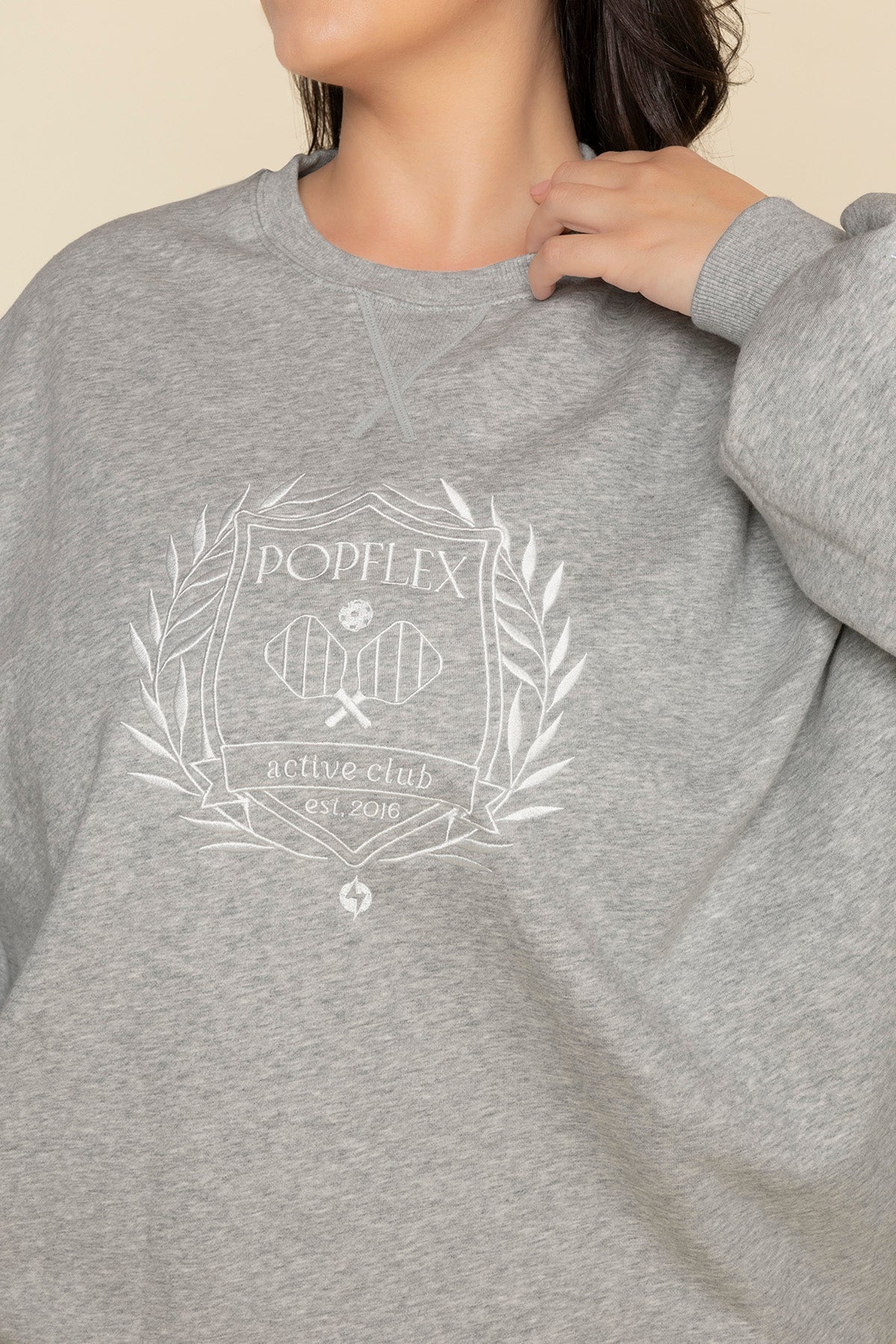 POPFLEX Active Club Cloud Crewneck Sweater - Heather Grey Fashionable