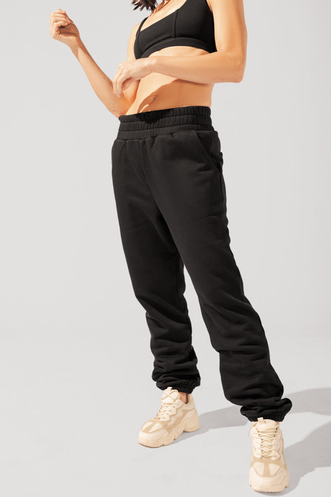 Cloud Rollover Sweatpant - Black Discount Official Site