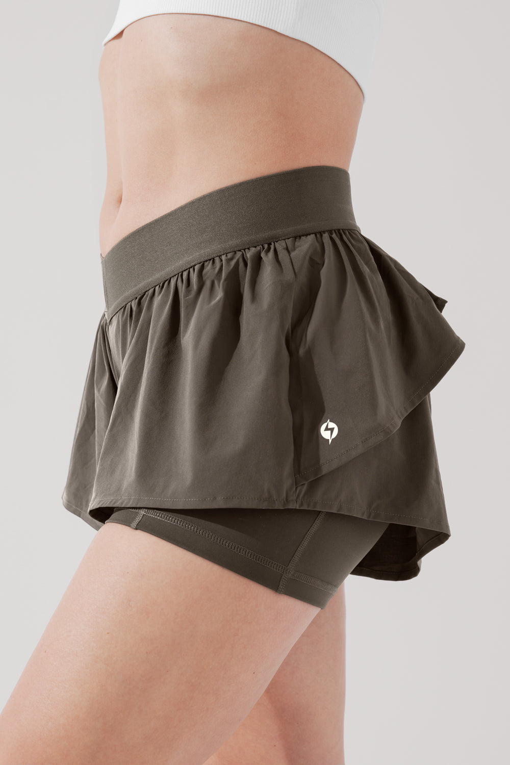 On the Run Ruffle Short - Deep Olive Buy Cheap 2025 New