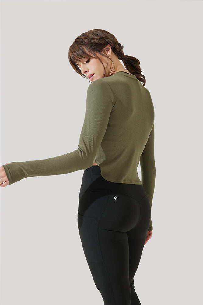 Refine Long Sleeve Top - Dark Olive Free Shipping Cheap Online