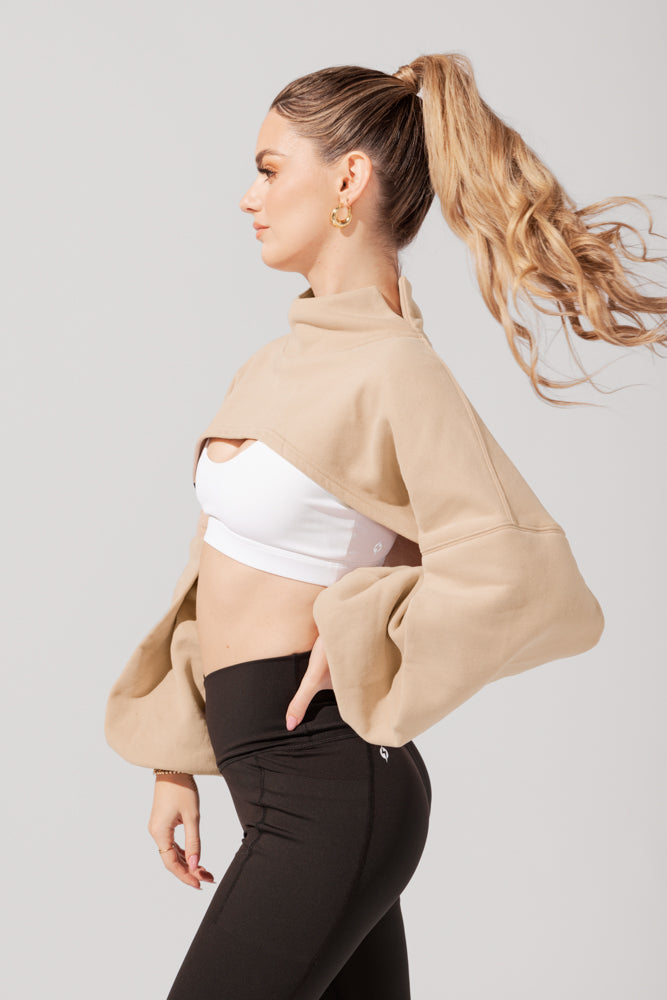 Mockneck Shruggie - Taupe On Hot Sale