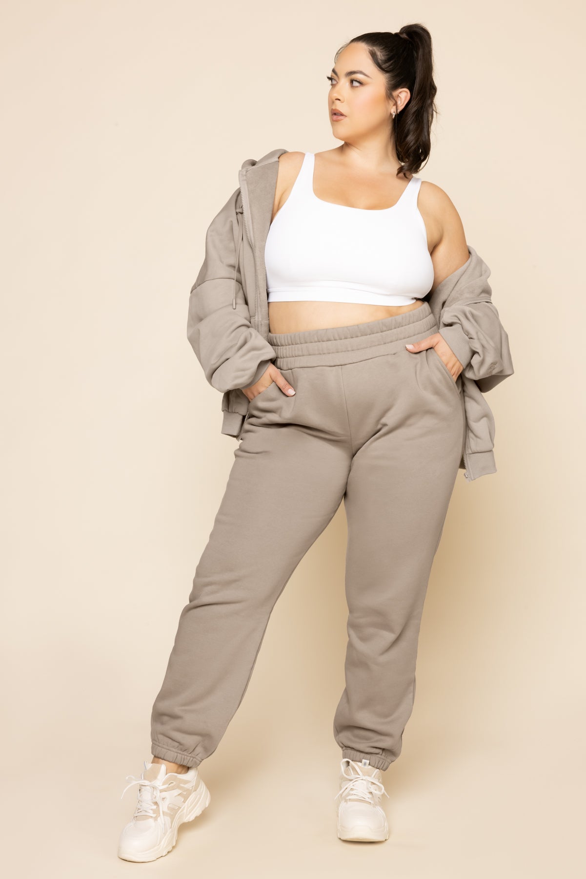 Cloud Rollover Sweatpant - Taupe Free Shipping Perfect