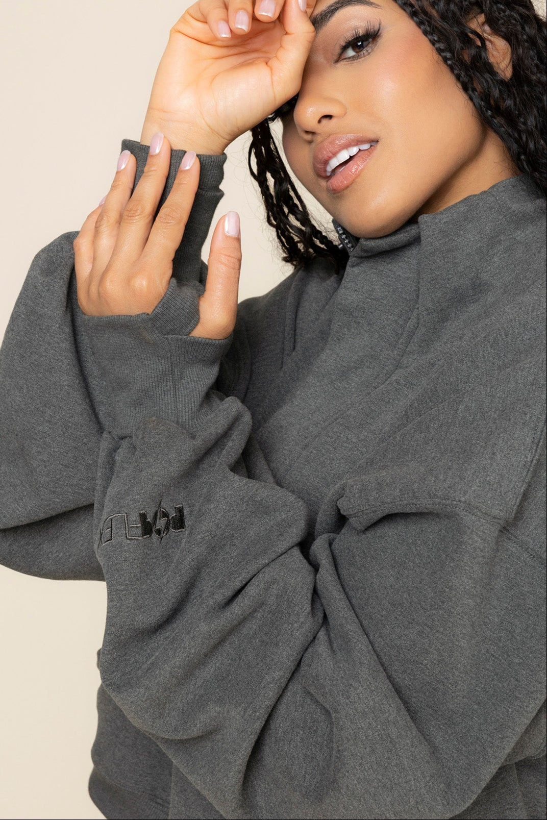 Ooey Gooey Crop Half Zip - Charcoal Heather Pay With Paypal Cheap Online