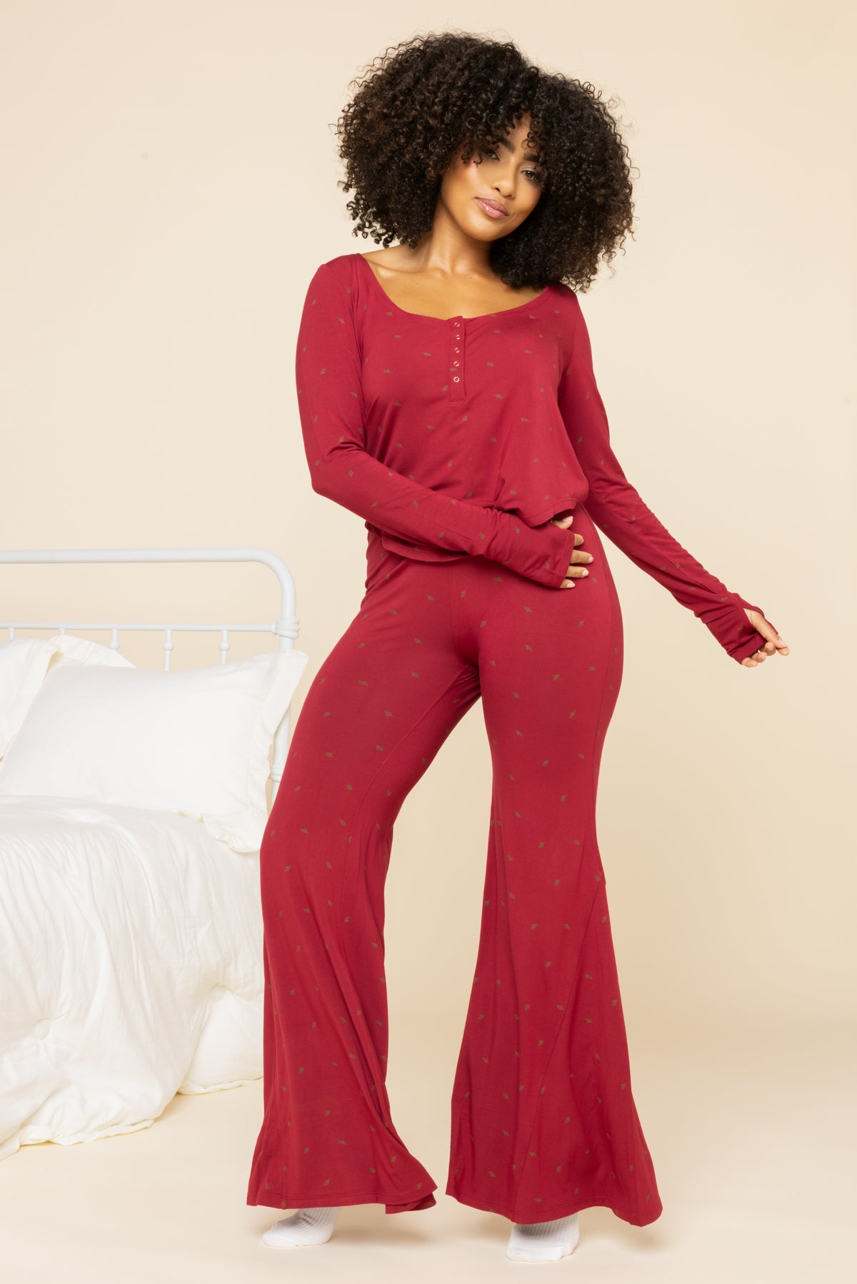 Deep Sleep Bell Bottoms - Cranberry Sale Real