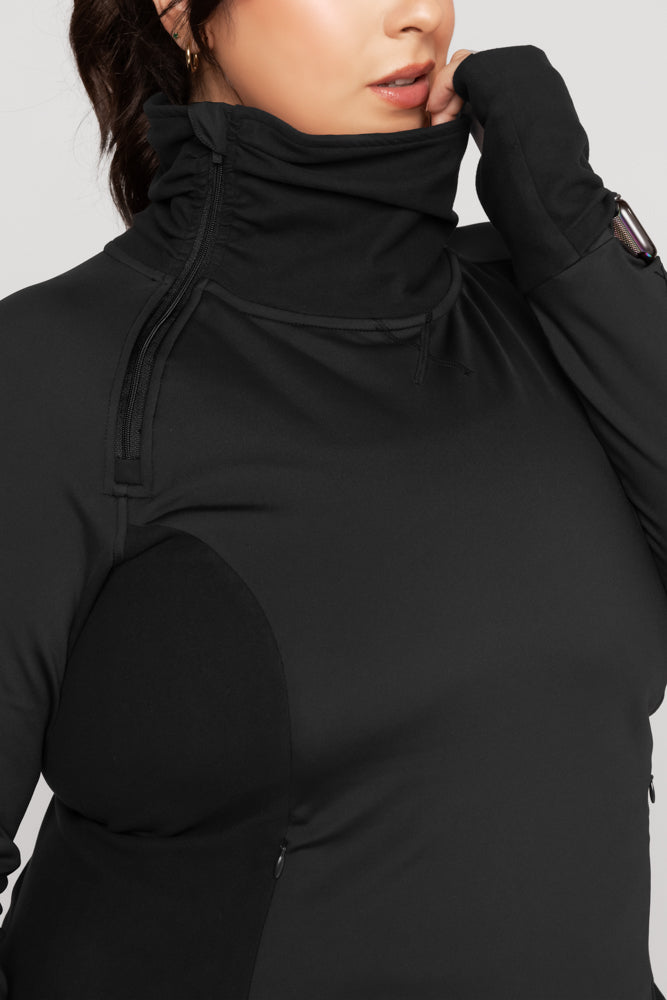 Chasing Pavements Mockneck Pullover - Black Inexpensive