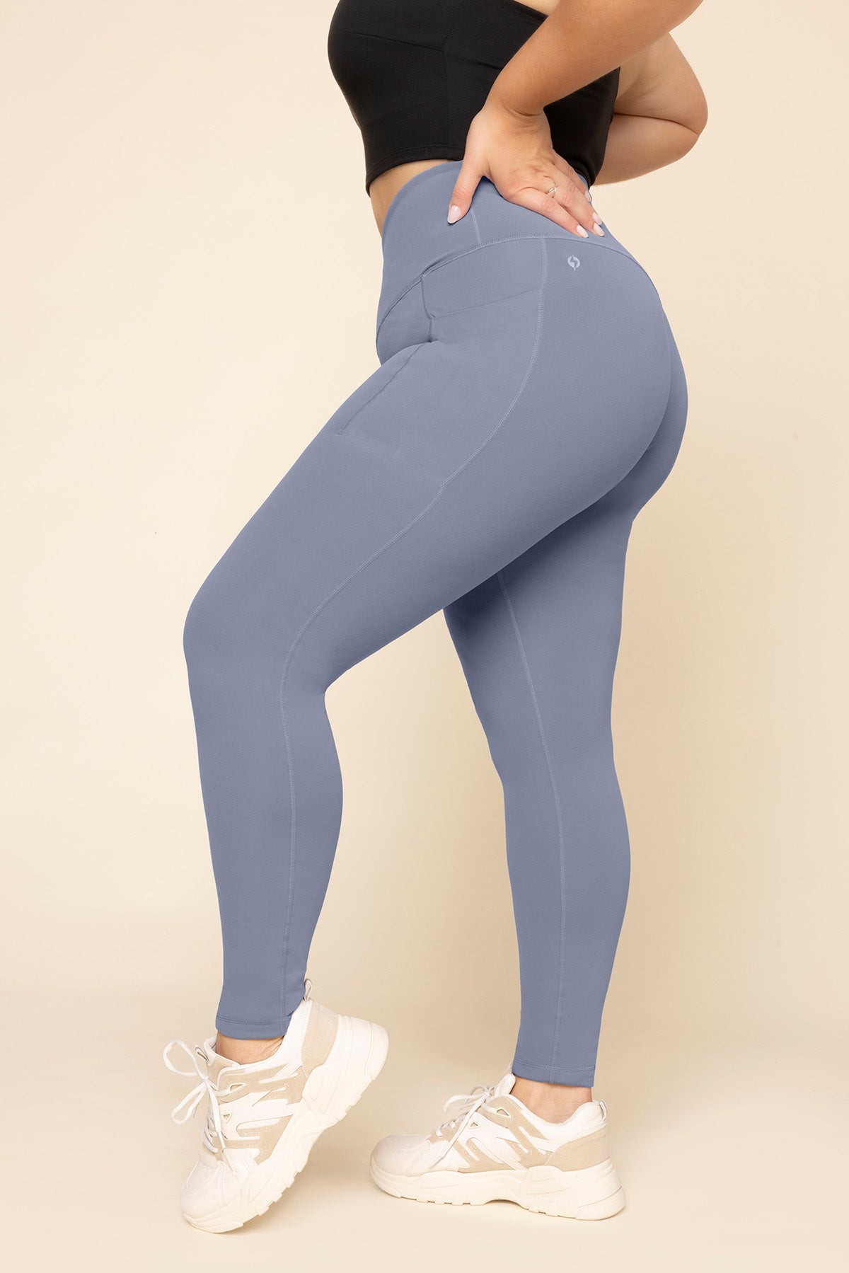 Crisscross Hourglass Leggings with Pockets - Blue Mist Buy Cheap Big Discount