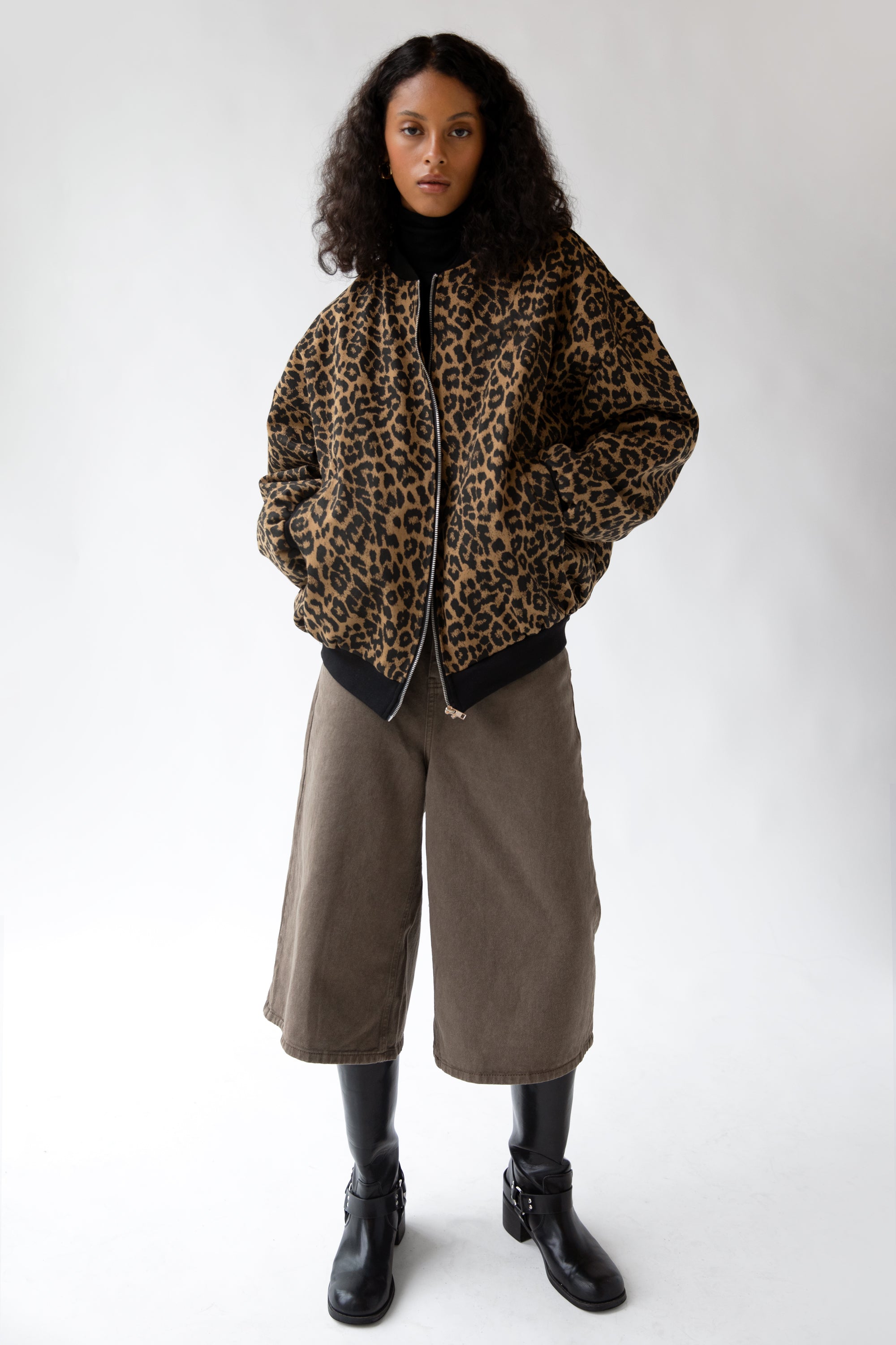 LEOPARD PRINT BOMBER JACKET Cheap Sale Popular