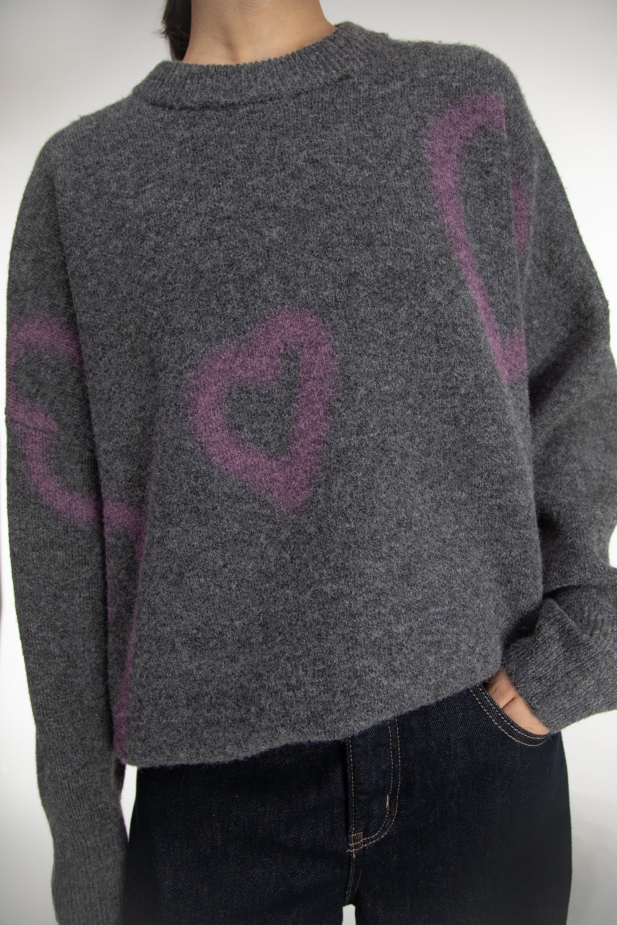 HEART SPRAY PAINT EFFECT SWEATER Outlet Original