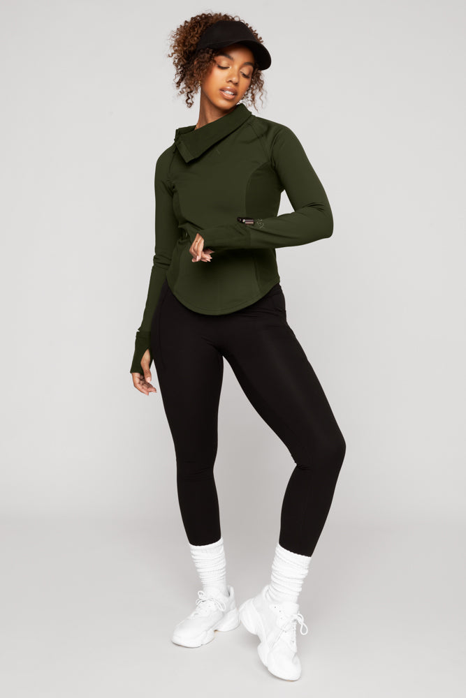 Chasing Pavements Mockneck Pullover - Evergreen For Sale Top Quality