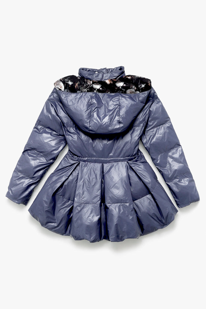 Pearl Peplum Puffer Jacket - Navy Shop Offer Cheap Online