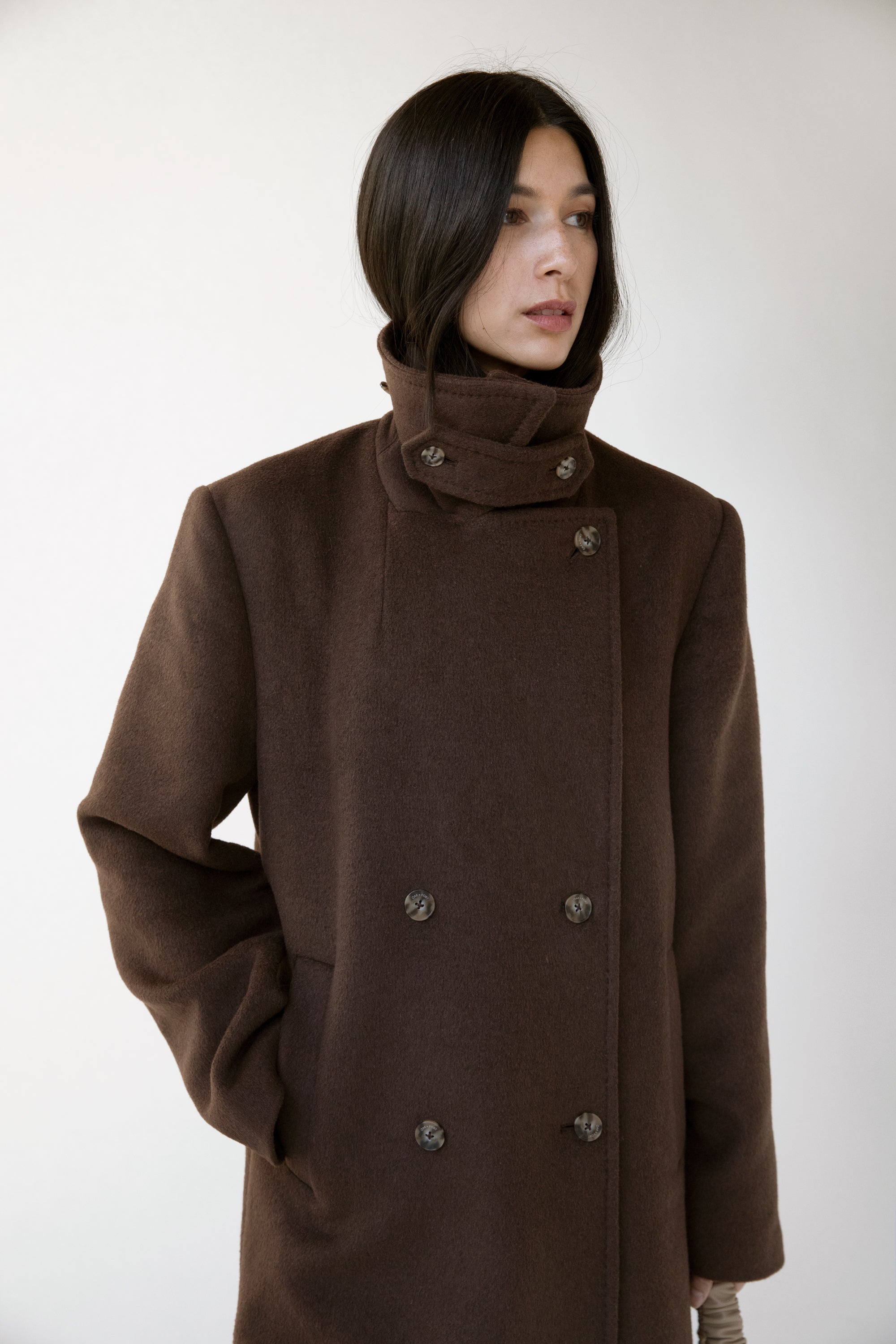 WOOL-BLEND DOUBLE BREASTED COAT WITH POCKETS Best Pices For Sale