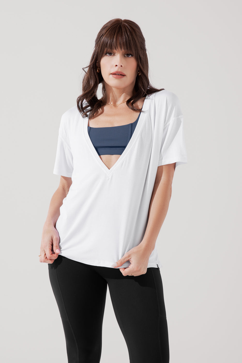 Daring Deep V Tee - White Cheap Manchester