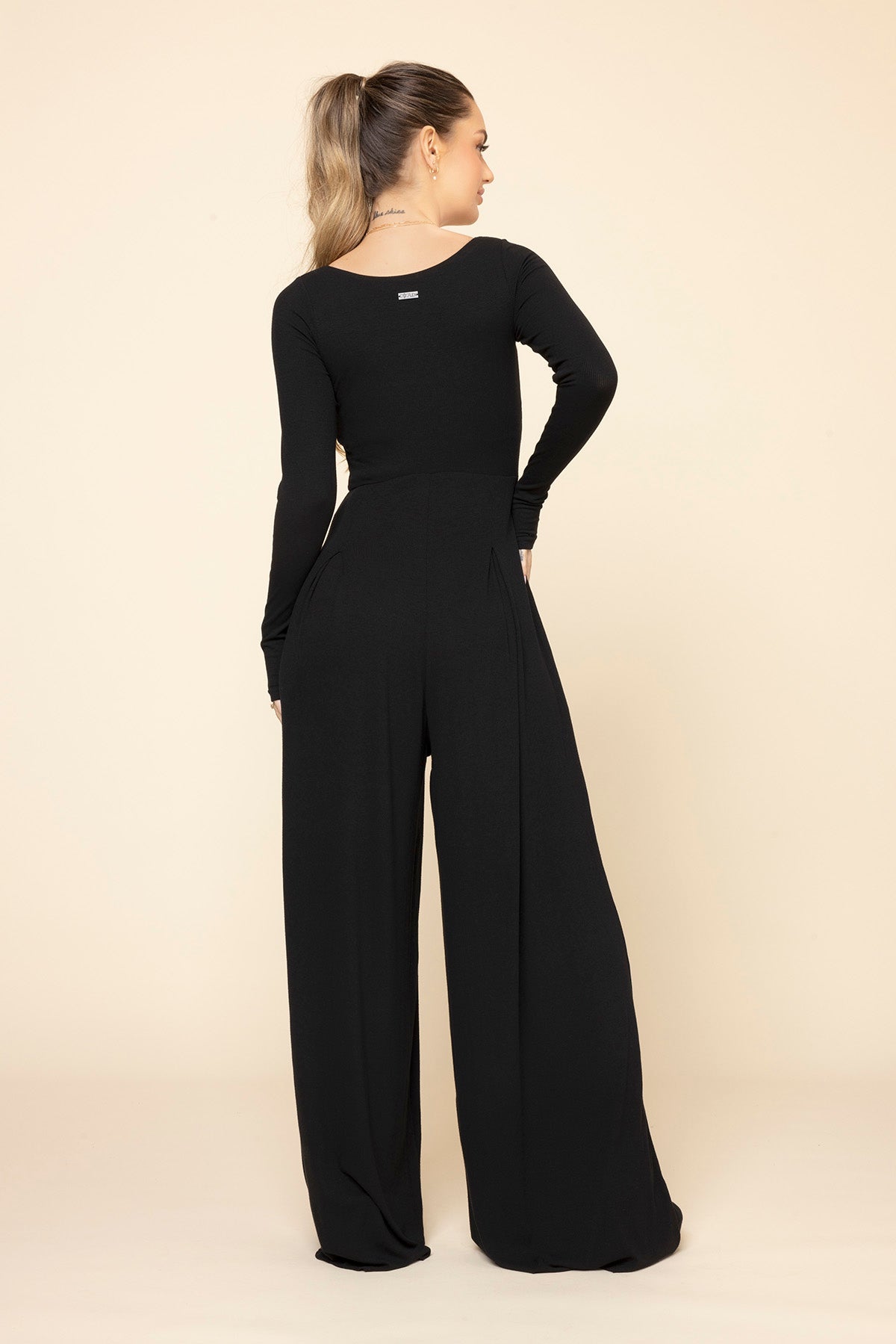 Go With The Flow Long Sleeve Jumpsuit - Black Deals Online