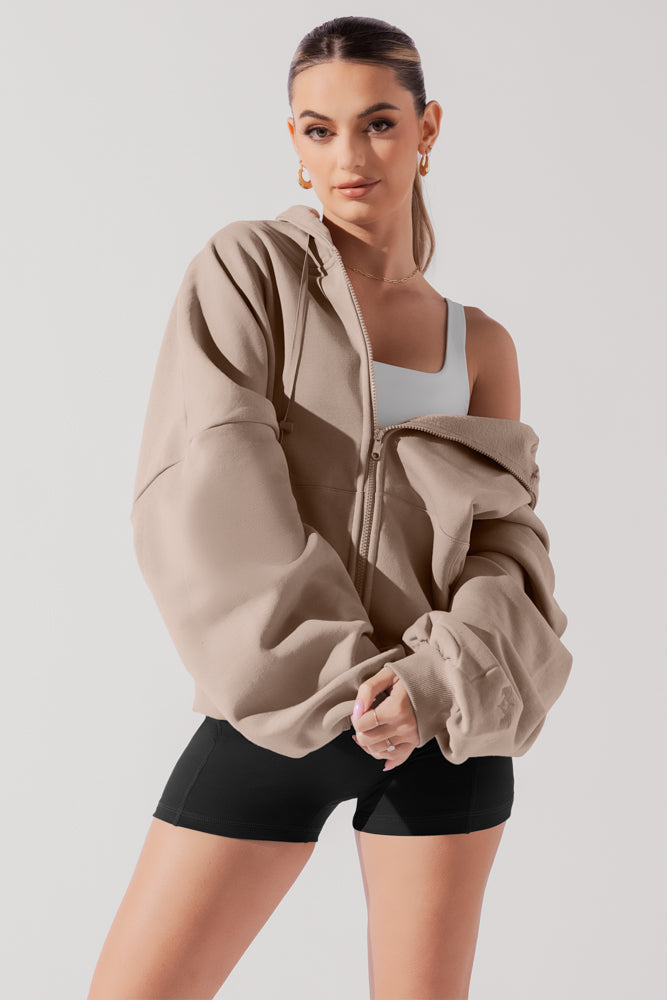 Zip Cloud Hoodie - Taupe Purchase Sale Online