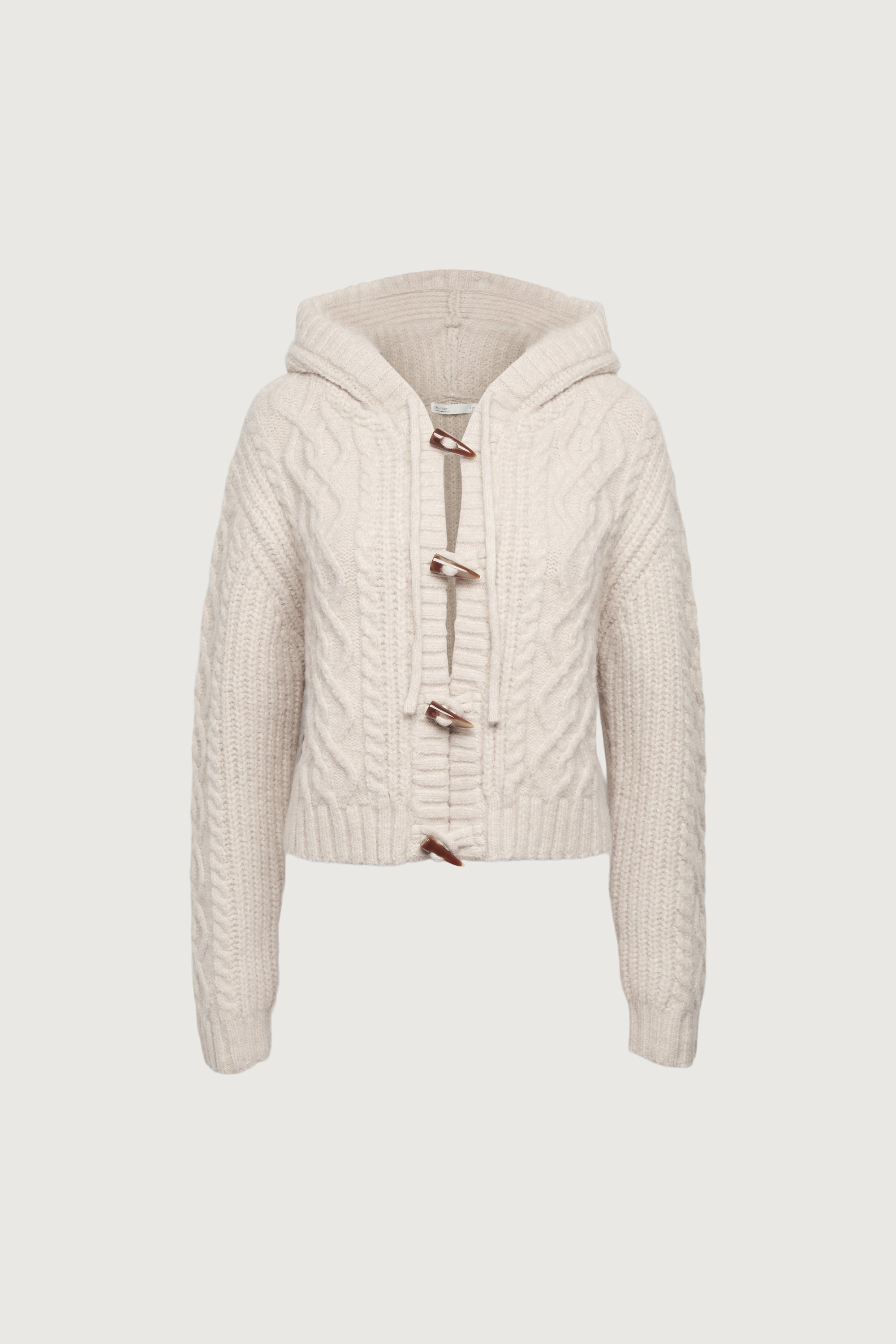 CABLE KNIT HOODED CARDIGAN WITH TOGGLE CLOSURE Original Cheap Online