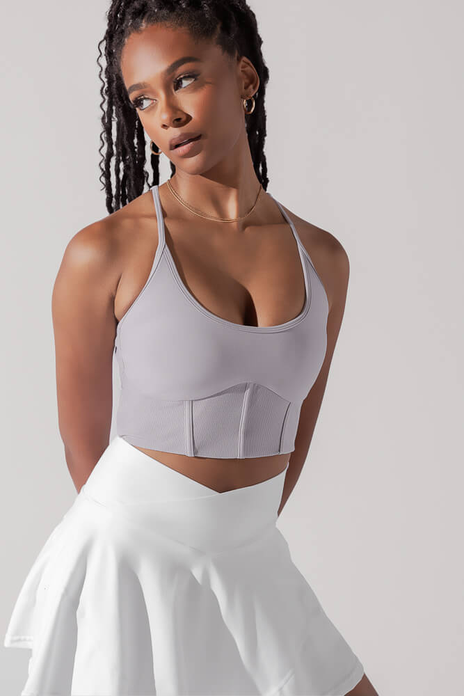 Pli¨¦ Corset Crop Bralette - Lavender Grey With Credit Card Free Shipping