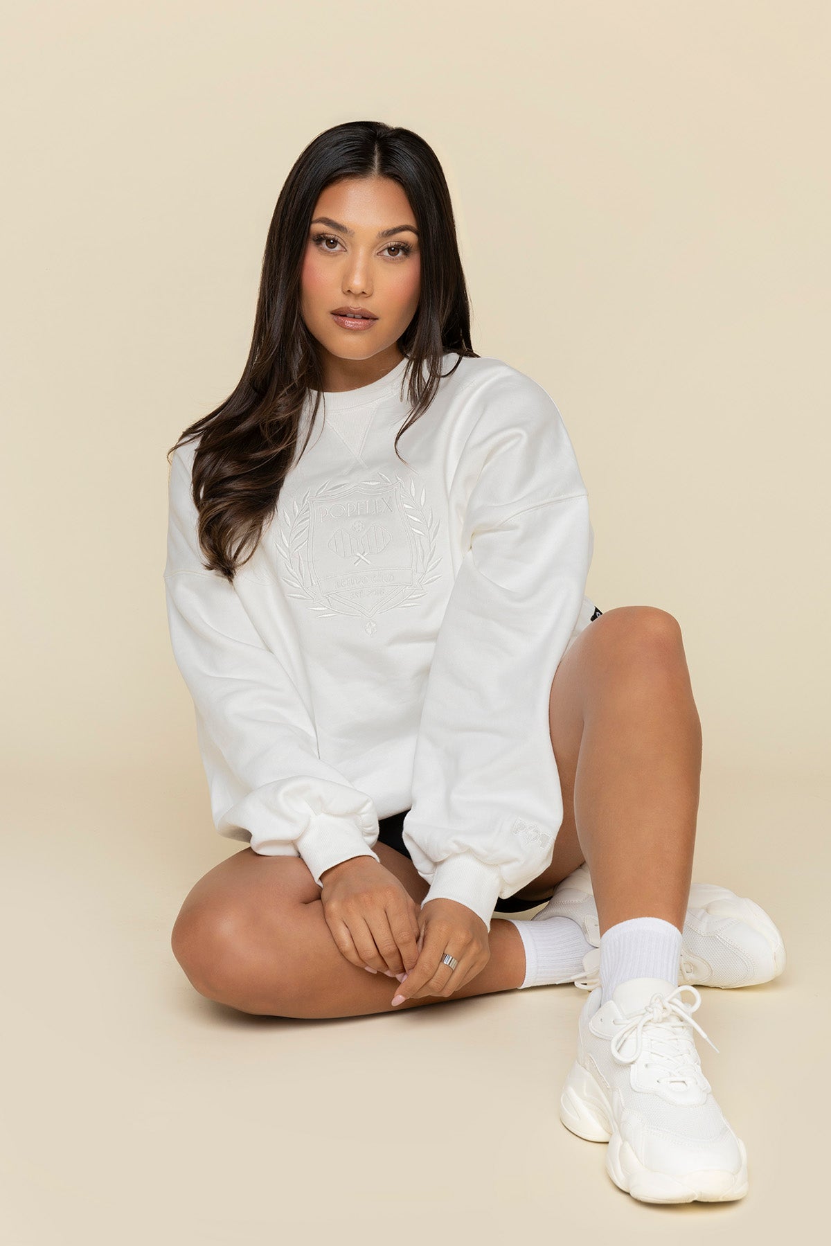 POPFLEX Active Club Cloud Crewneck Sweater - White Store Sale Online