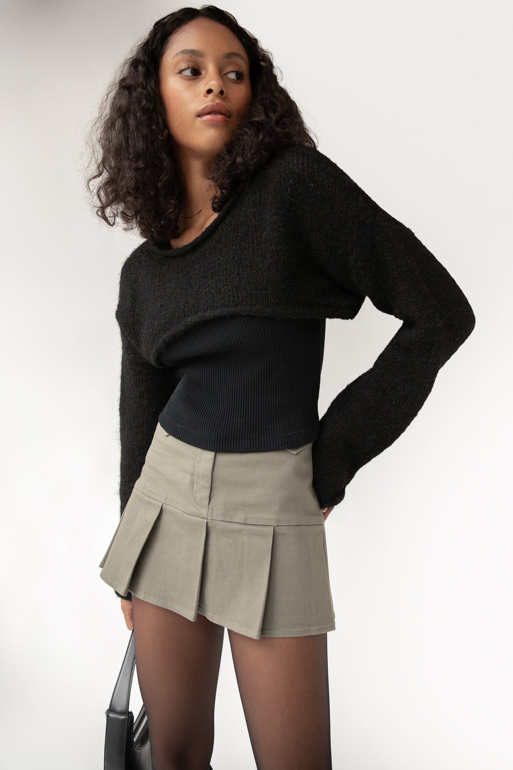 COTTON TWILL PLEATED MINI SKIRT Deals Cheap Online