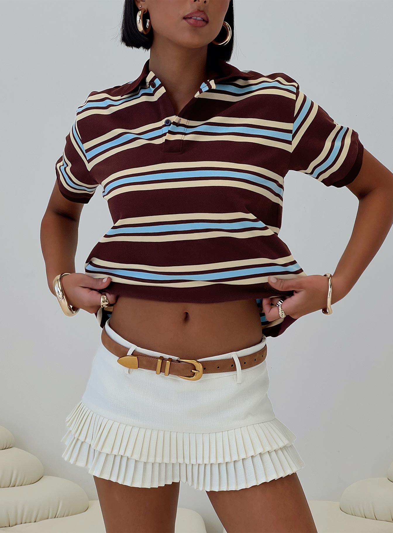 Leisure Polo Chocolate Multi Free Shipping Reliable