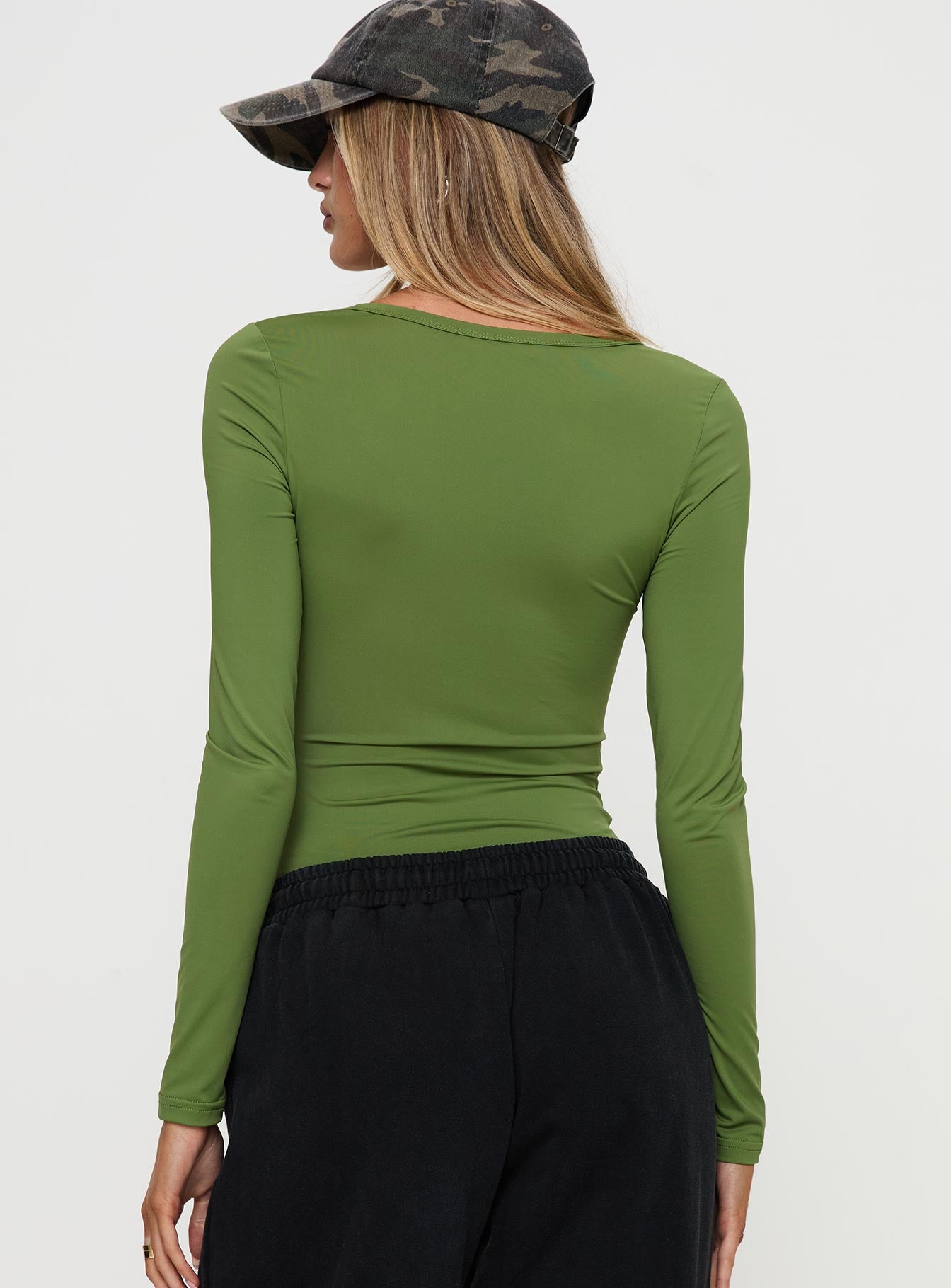 Delgado Long Sleeve Bodysuit Olive Sale 100% Authentic