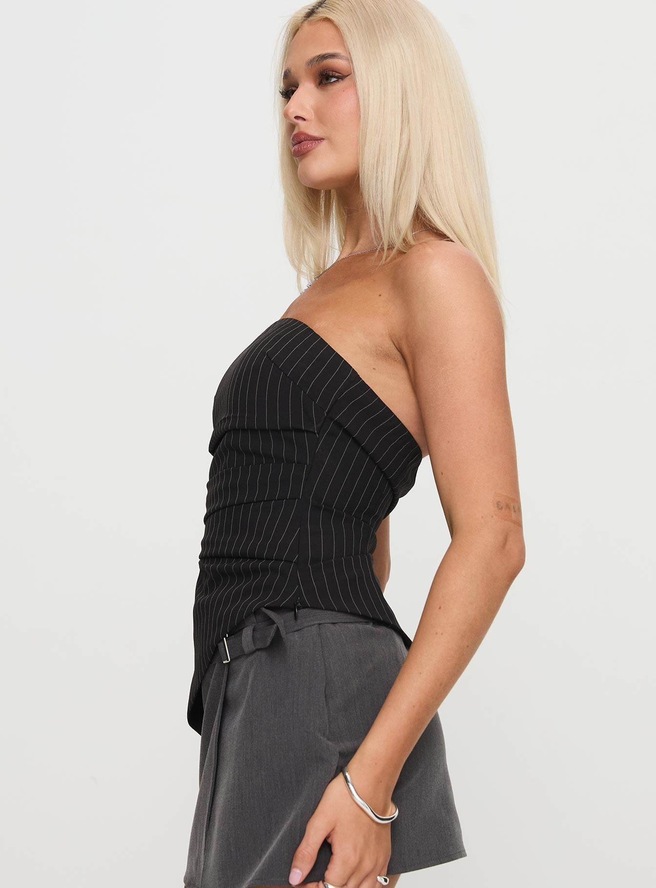 Per Usual Strapless Top Black Discount View