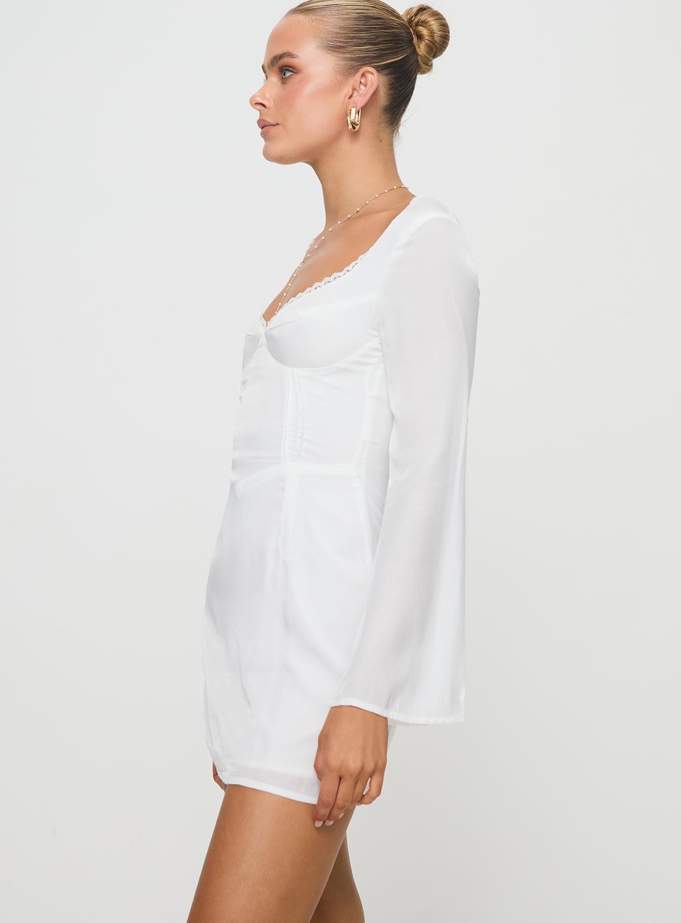 Lyna Long Sleeve Mini Dress White Outlet Store Cheap Online