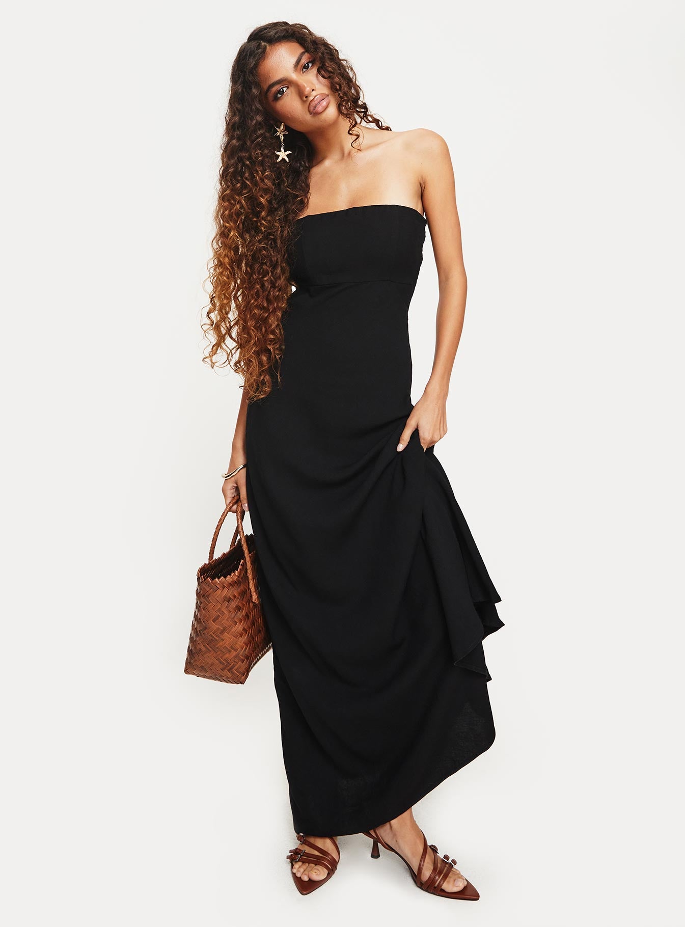 Yahir Strapless Maxi Dress Black Cheap Good Selling