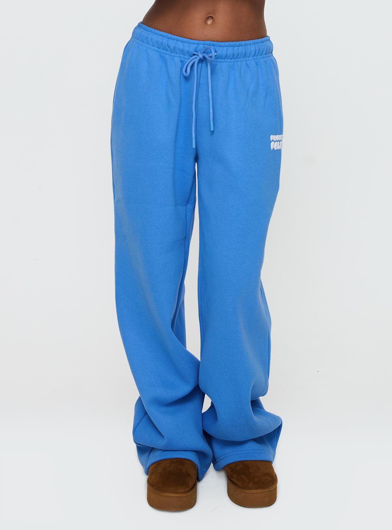 Princess Polly Wide Leg Track Pant Bubble Text Blue Pices Cheap Online