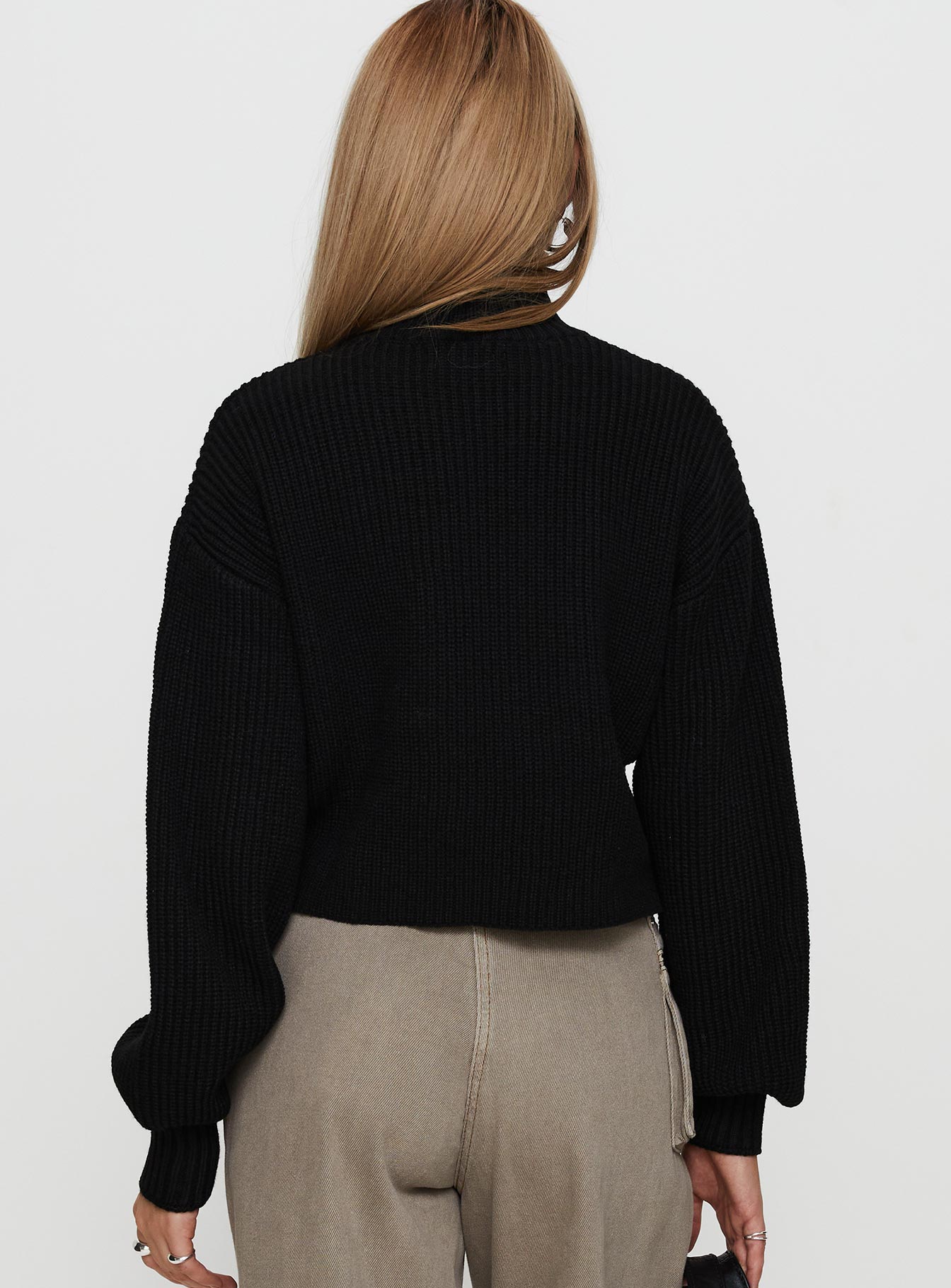 Sayge Mock Neck Knit Sweater Black View Cheap Online