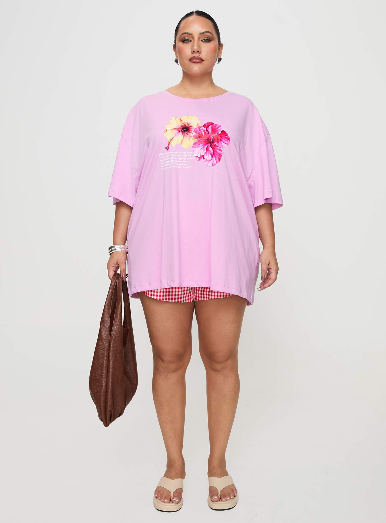 Hibiscus Haven Oversized Tee Pink Curve Free Shipping Discounts