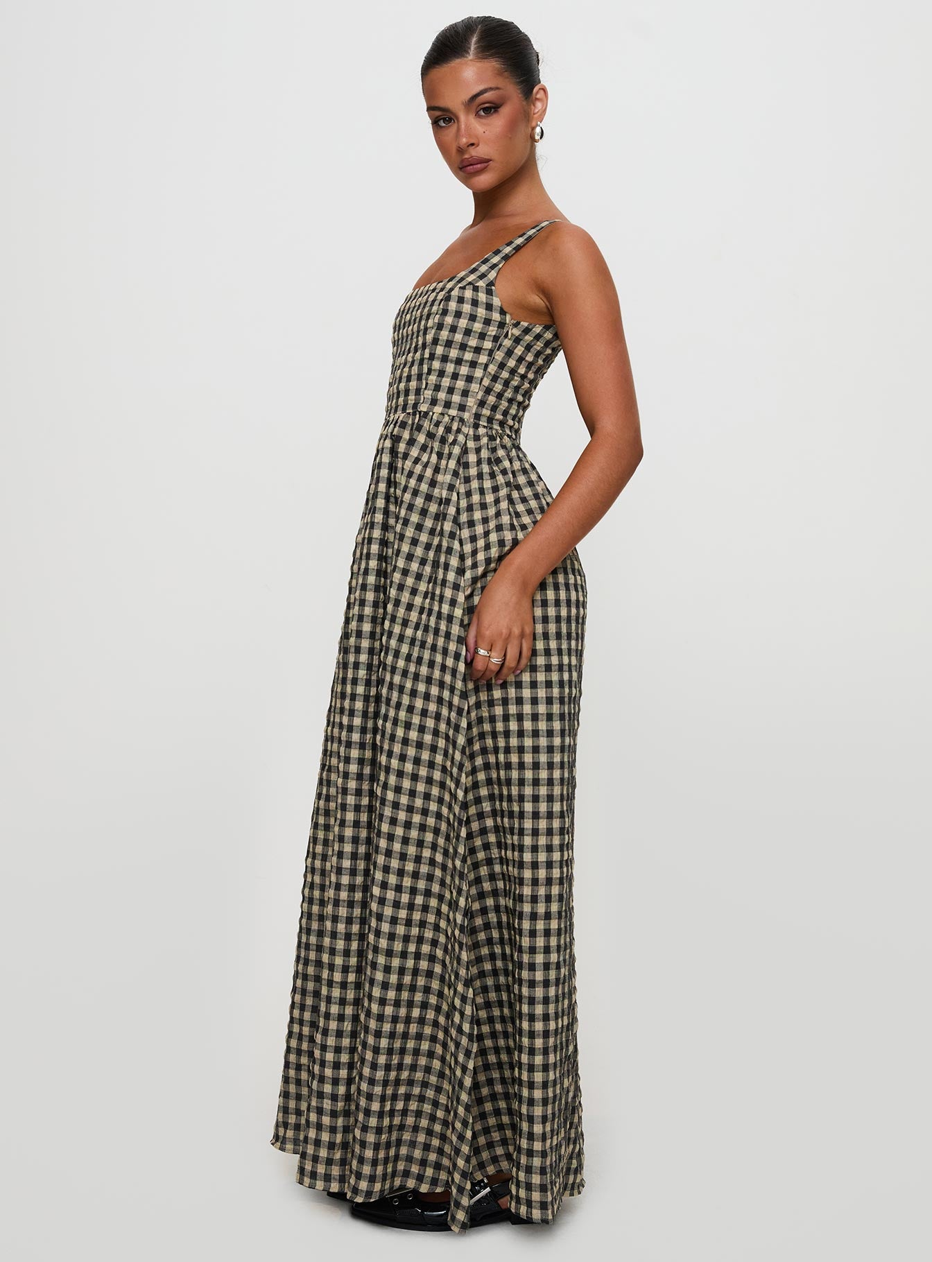 Cartmel Check Maxi Dress Black / Cream Tall Free Shipping Comfortable