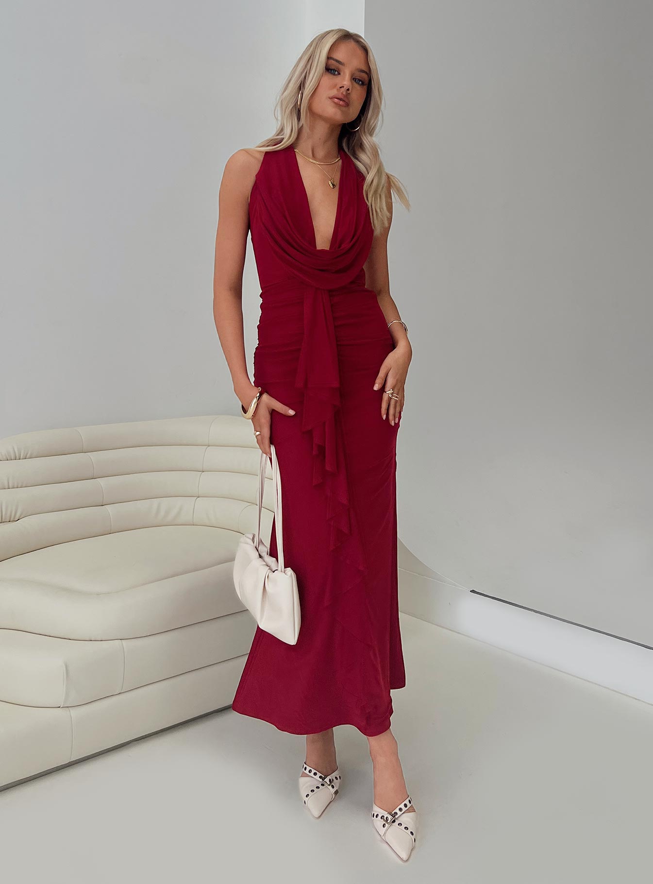 Corzetti Maxi Dress Burgundy Buy Cheap Very Cheap