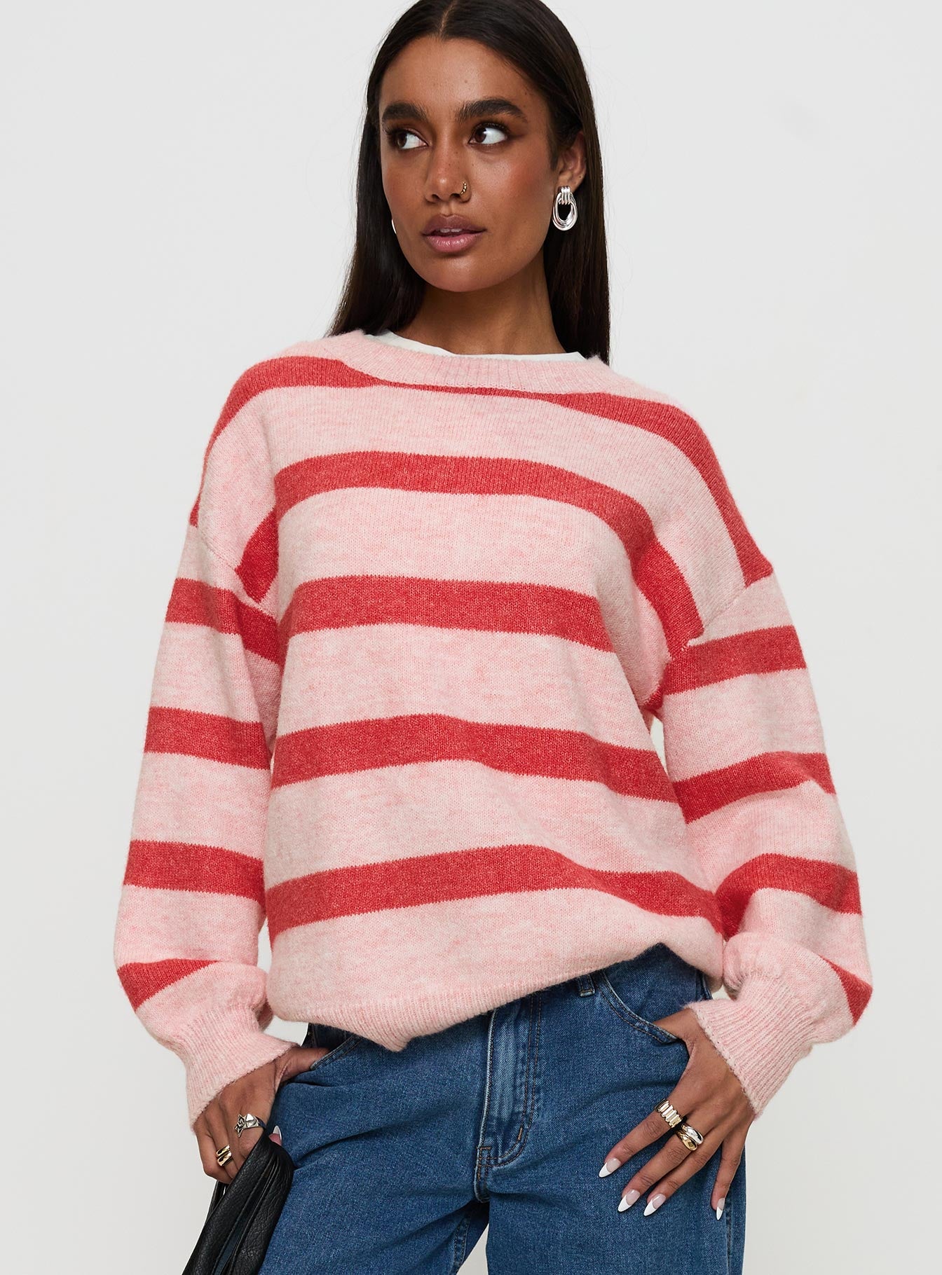 Ryanna Sweater Pink / Red Stripe Discount Countdown Package