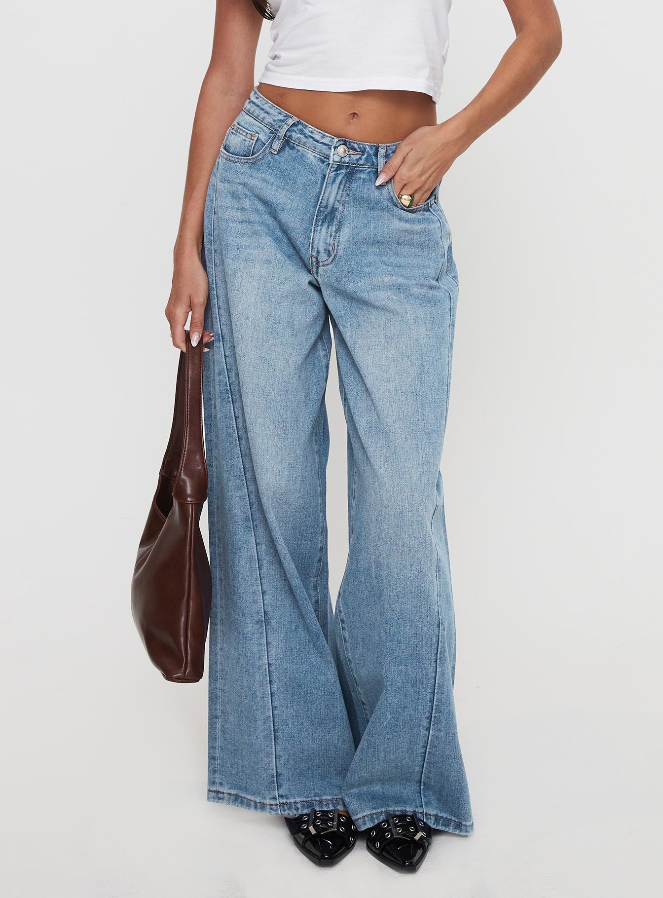 Ringer Low Rise Wide Leg Jeans Blue Latest Collections Online