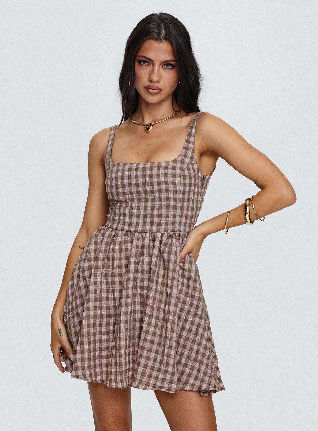 Cartmel Mini Dress Brown / Pink Pay With Paypal Cheap Online