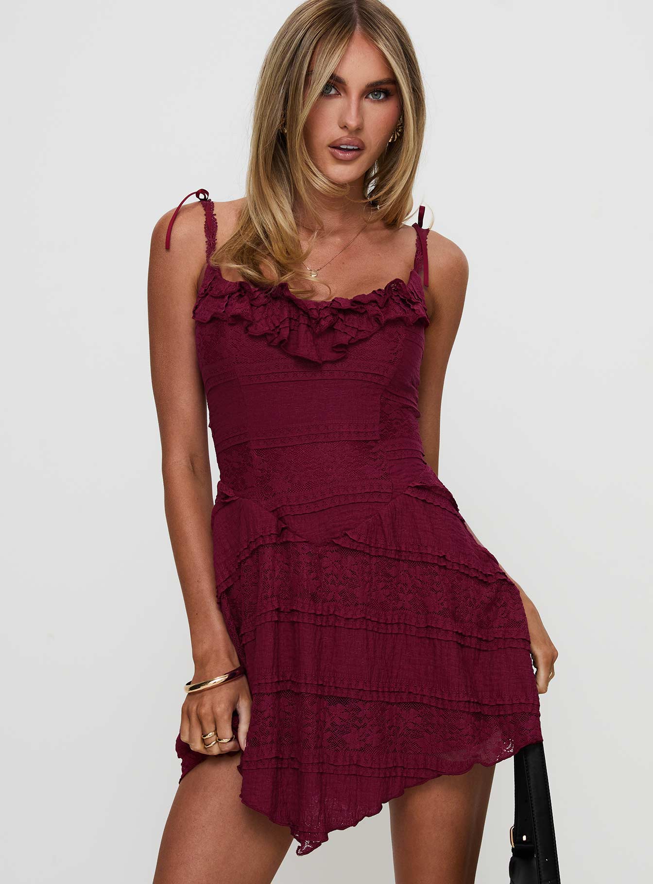 Dwyer Mini Dress Burgundy Popular