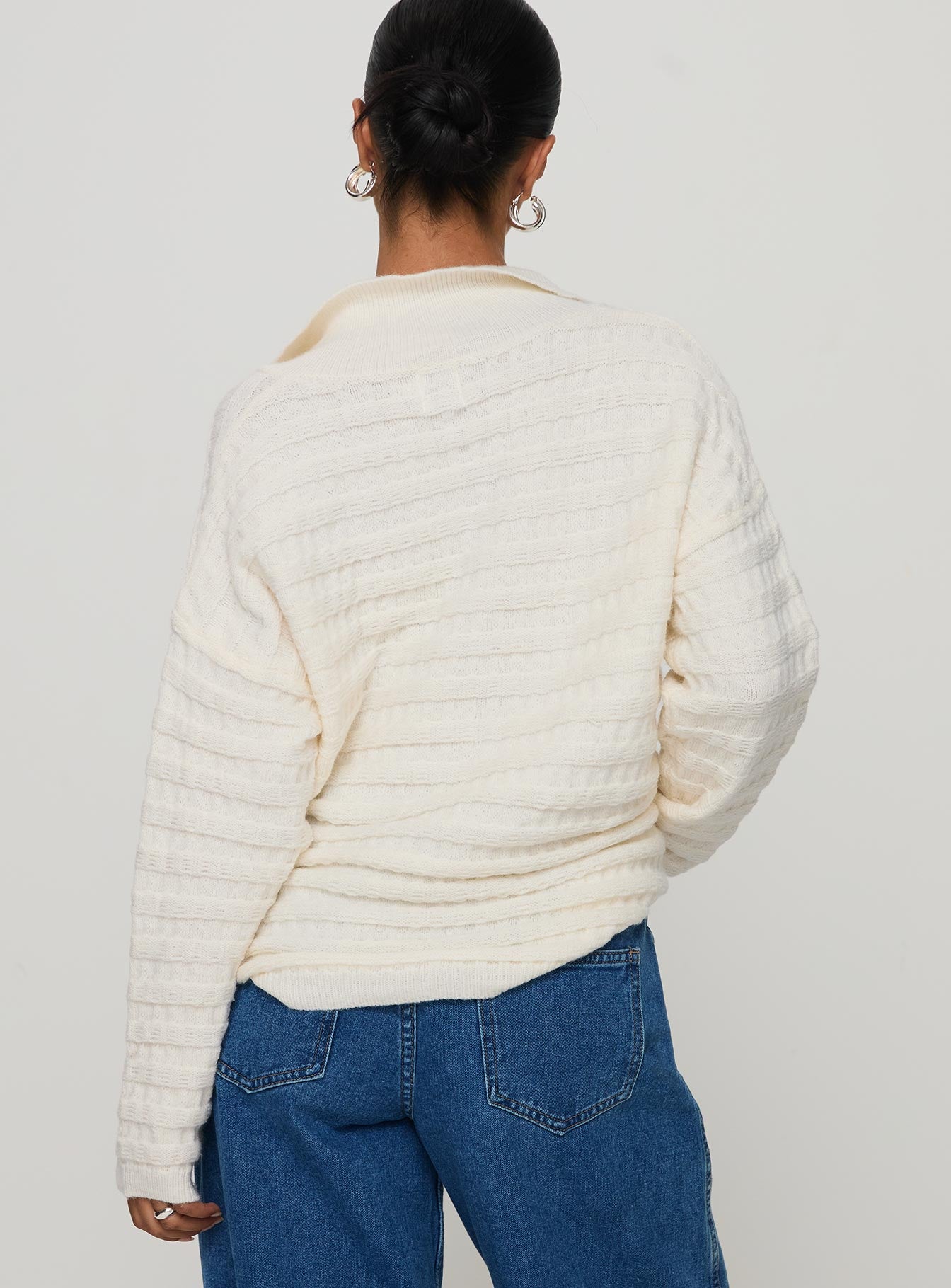 Autumnal Collared Sweater Cream Clearance Clearance Store